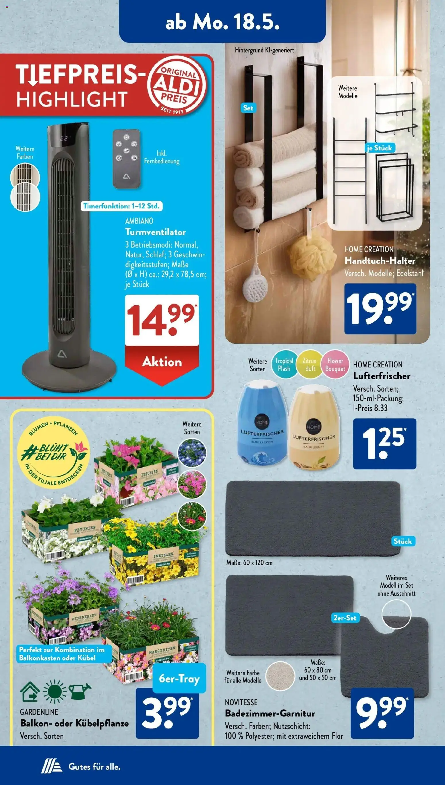 Aldi Süd Wochenangebote – gültig ab 18.05.2026 | Seite: 13 | Produkte: Duft, Handtuchhalter, Turmventilator, Home creation