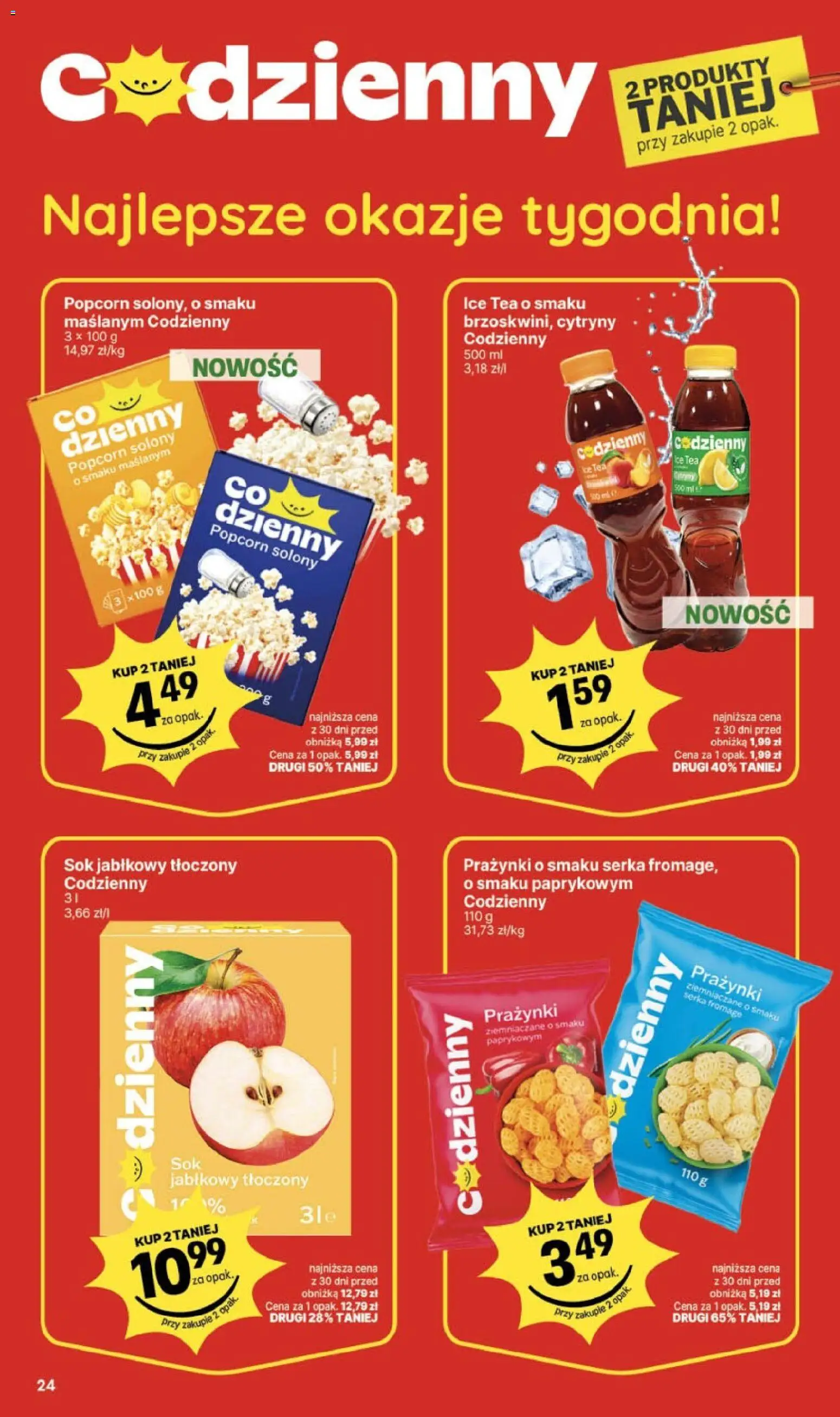 Delikatesy Centrum gazetka od 06.08.2026 | Strona: 24 | Produkty: Ice Tea, Sok jabłkowy, Sok jabłkowy tłoczony, Popcorn