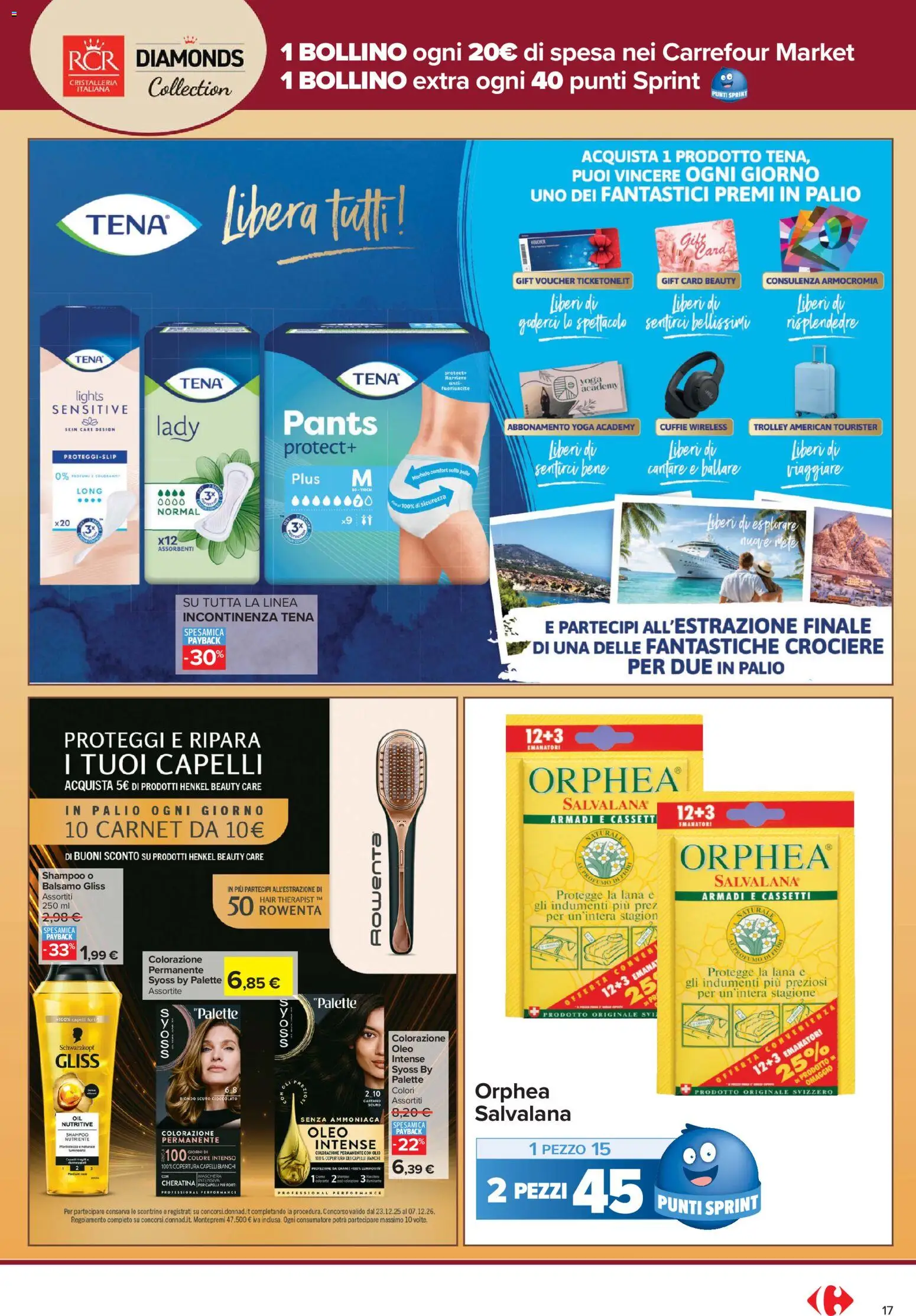 Volantino Carrefour del 13/10/2026 | Pagina: 17 | Prodotti: Shampoo, Balsamo, Maschera, Assorbenti
