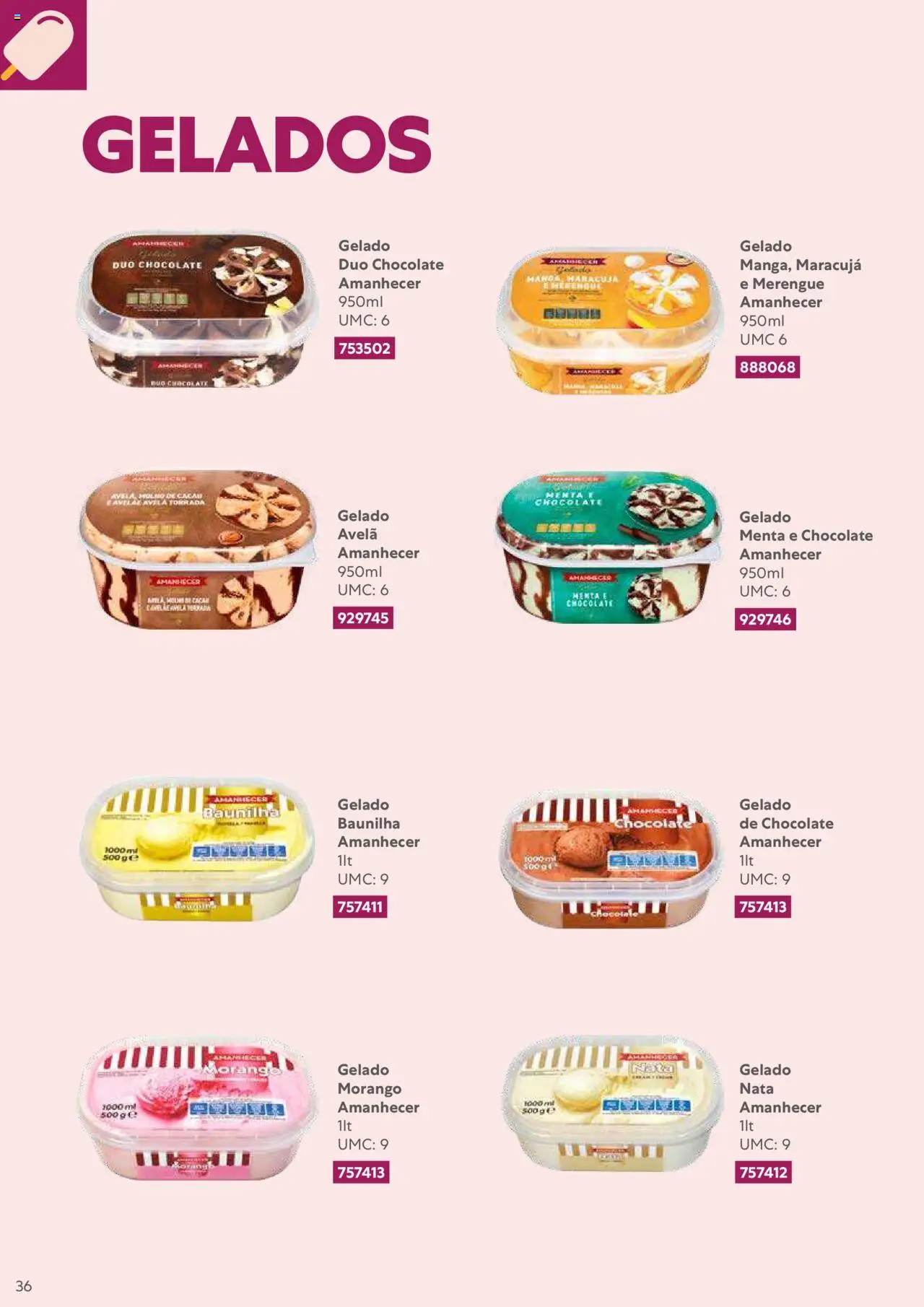 Recheio Congelados │ válido de 01/02/2024 | Página: 36 | Produtos: Gelado, Chocolate, Nata