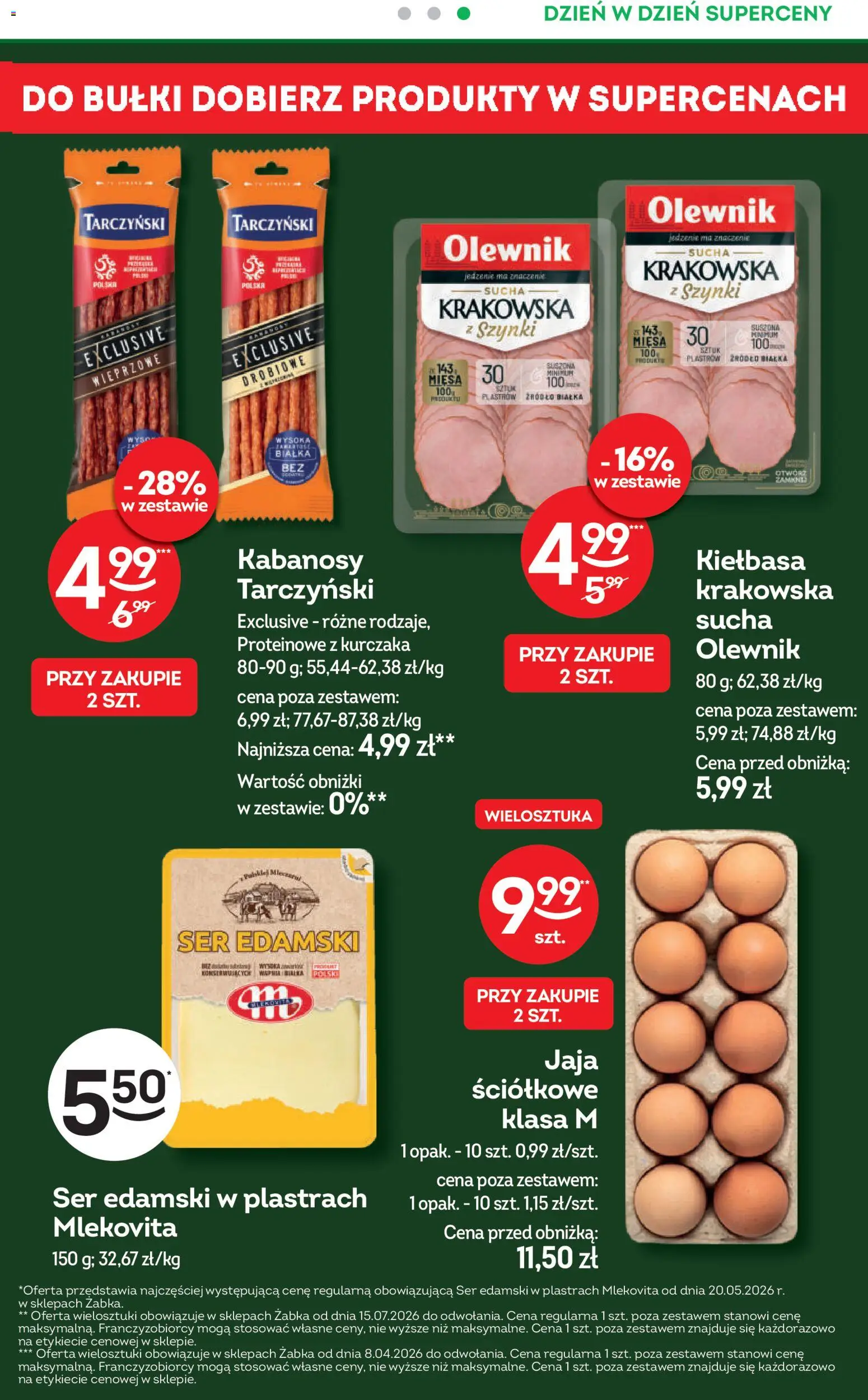 Żabka gazetka - Codzienne produkty od 15.07.2026 | Strona: 5 | Produkty: Kiełbasa, Kabanosy, Ser, Ser edamski