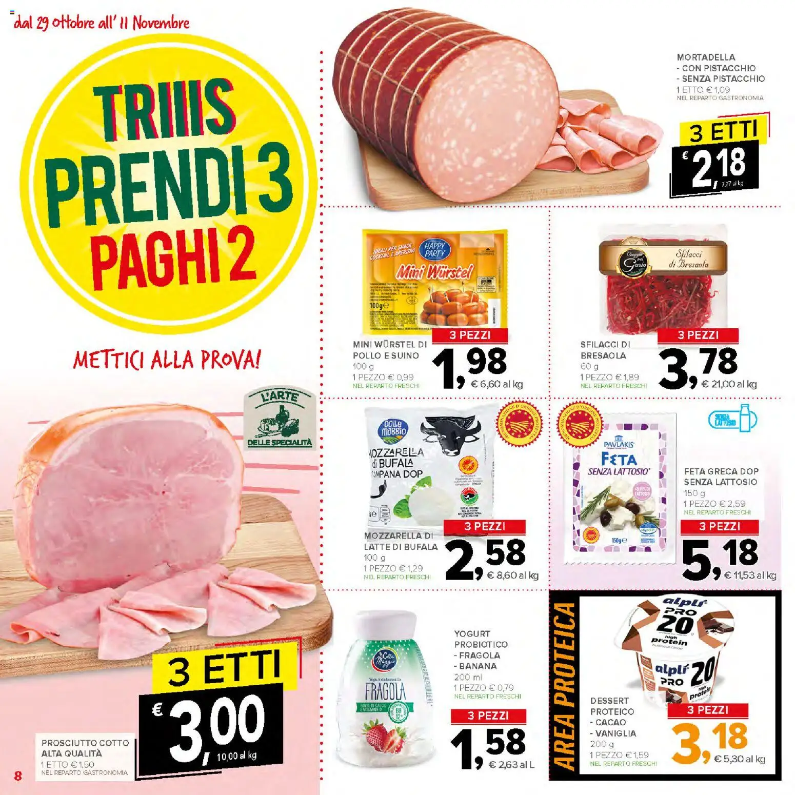 Volantino Todis del 29/10/2026 | Pagina: 8 | Prodotti: Pollo, Cocktail, Suino, Latte
