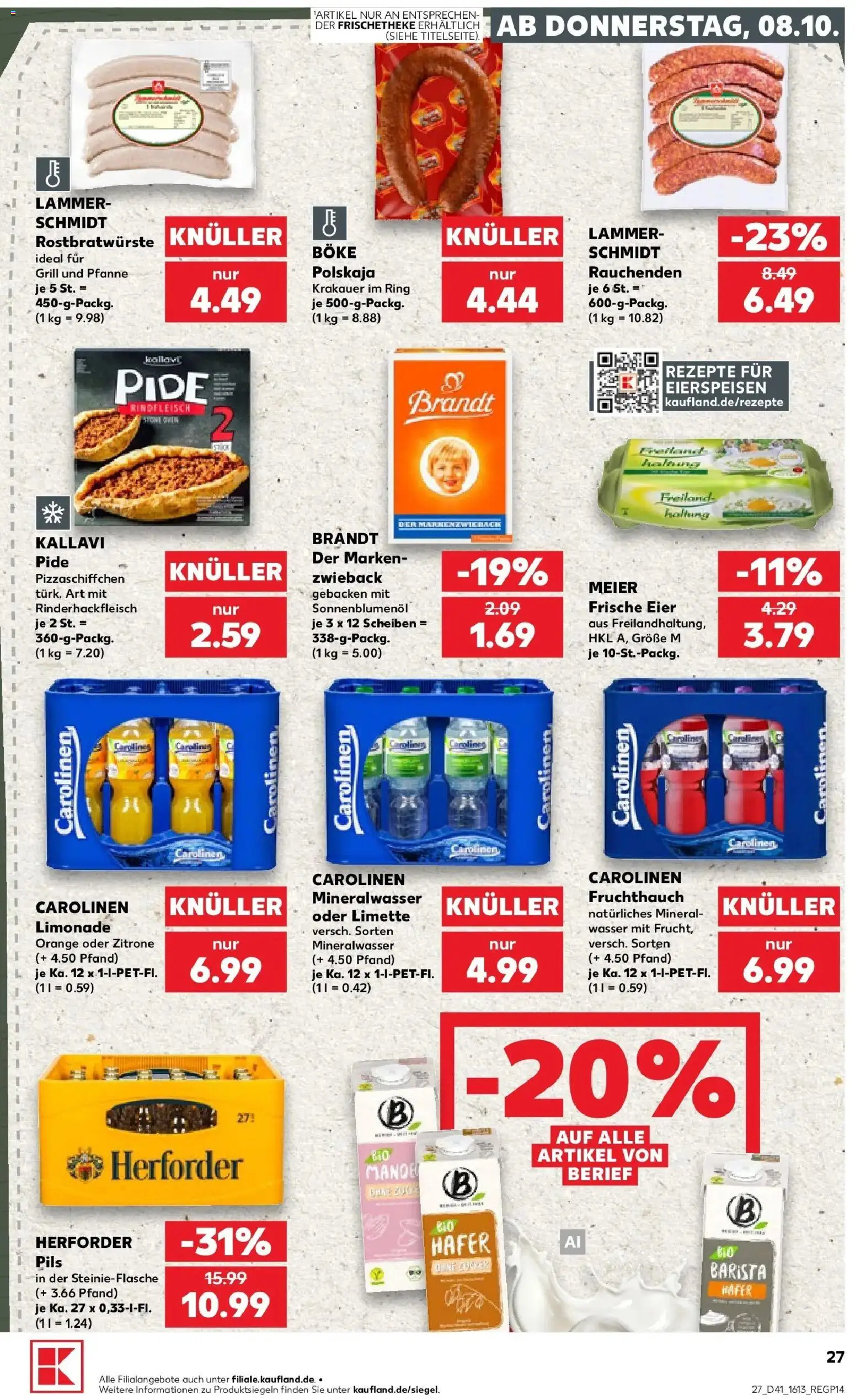 Prospekt Kaufland ab 08.10.2026 » Angebote Online zum Blättern | Seite: 27 | Produkte: Eier, Sonnenblumenol, Limette, Rindfleisch