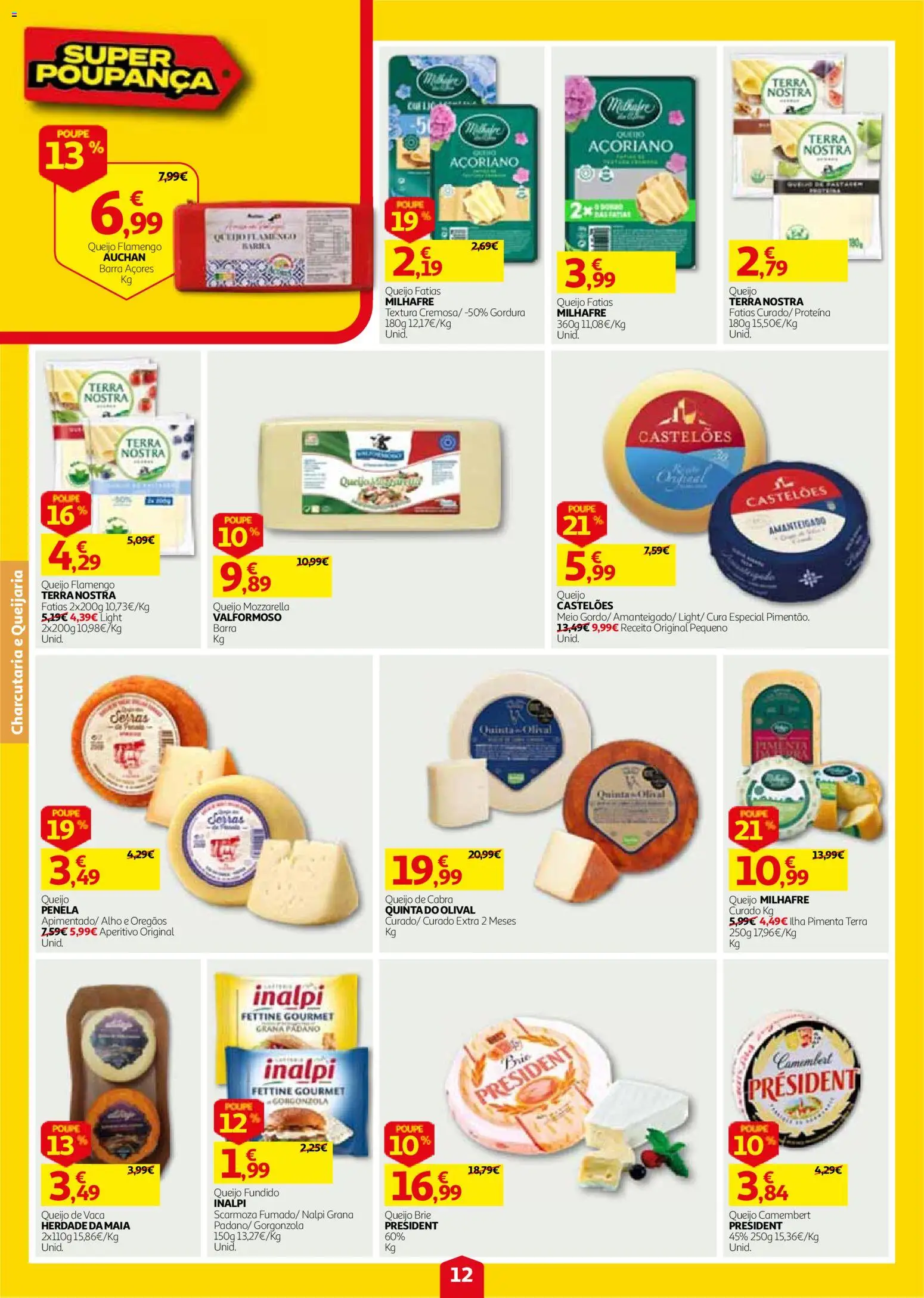 Auchan folheto │ válido de 24/09/2026 | Página: 12 | Produtos: Queijo Mozzarella, Queijo de cabra, Queijo camembert, Proteina