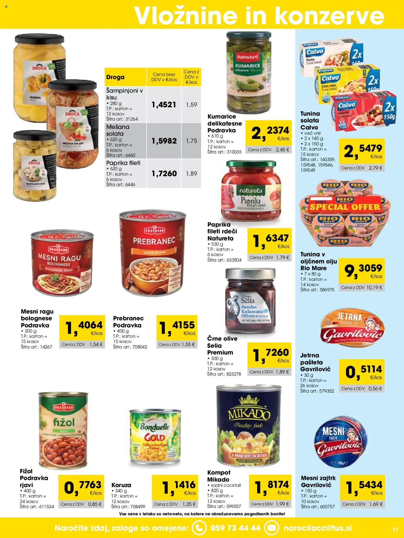 Novi Tuš katalog ponudbe – veljaven od 01.05.2026 | Stran: 11 | Izdelki: Paprika, Pašteta, Olive, Kumarice