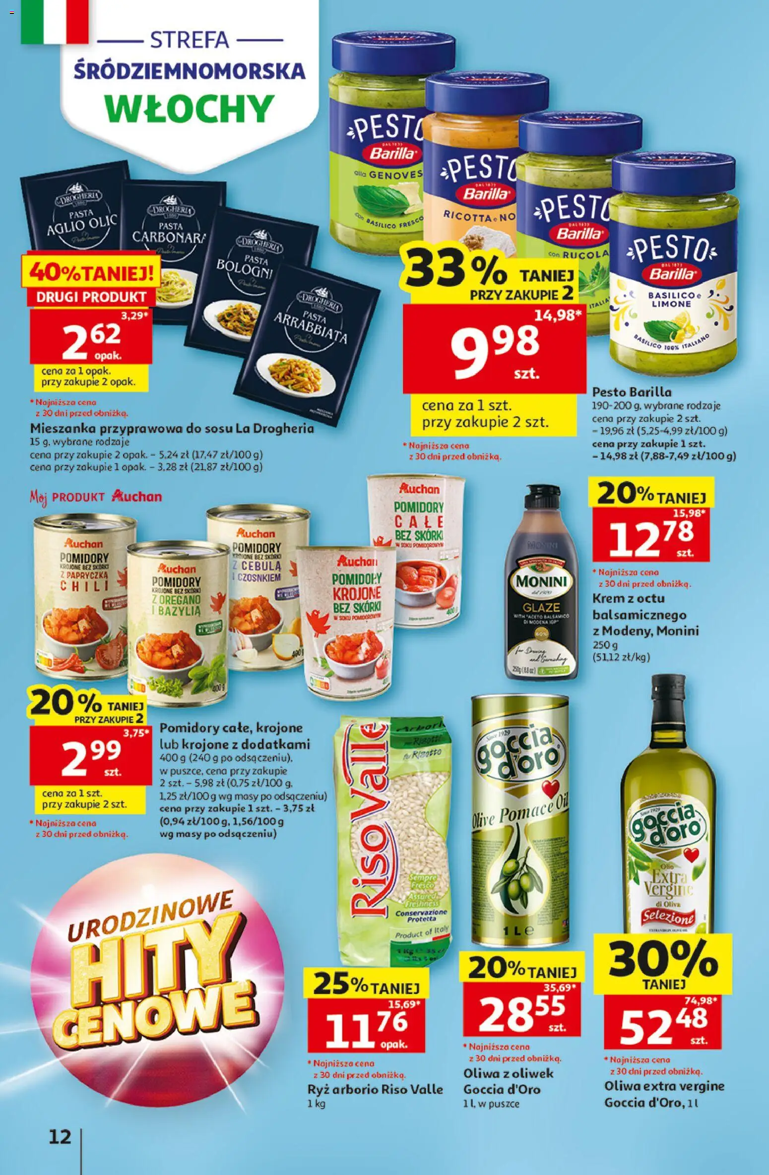 Auchan gazetka - 30 Lat Hipermarket od 07.05.2026 | Strona: 12 | Produkty: Oregano, Oliwa z oliwek, Pesto, Ricotta