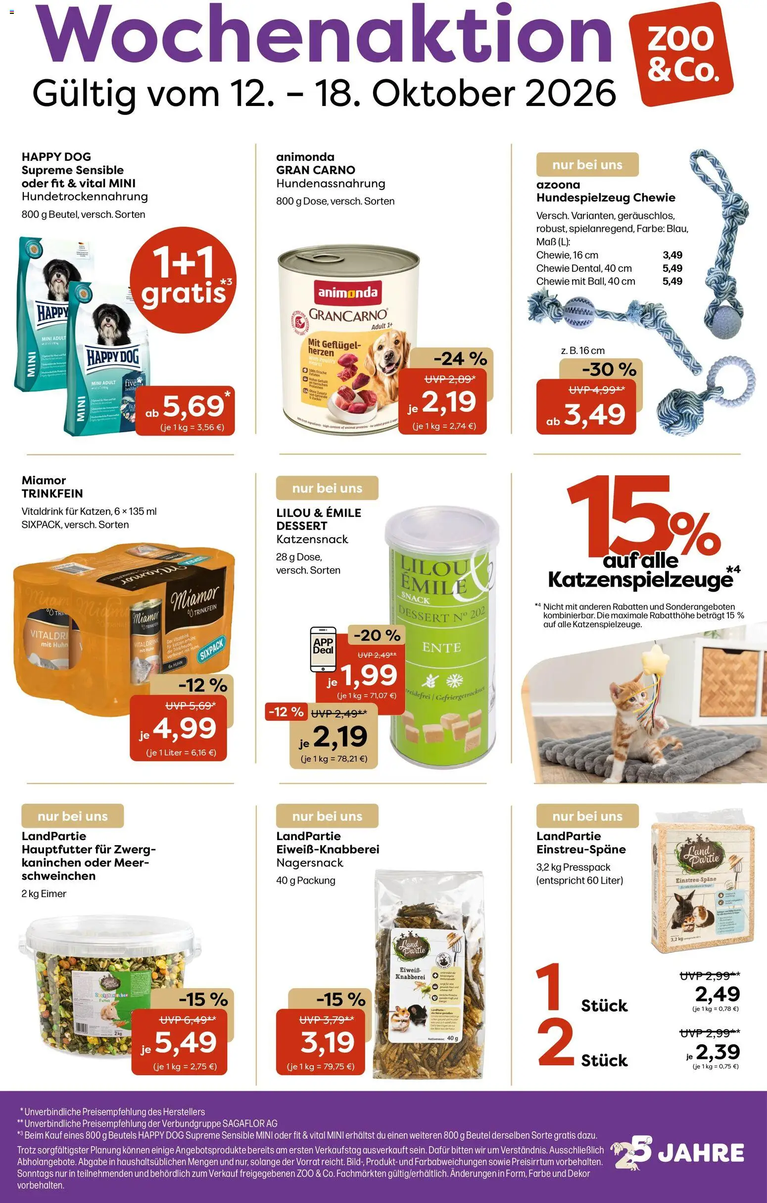 Zoo & co Prospekt – gültig ab 12.10.2026 | Seite: 1 | Produkte: Kaninchen, Zucker, Getreide, Ente