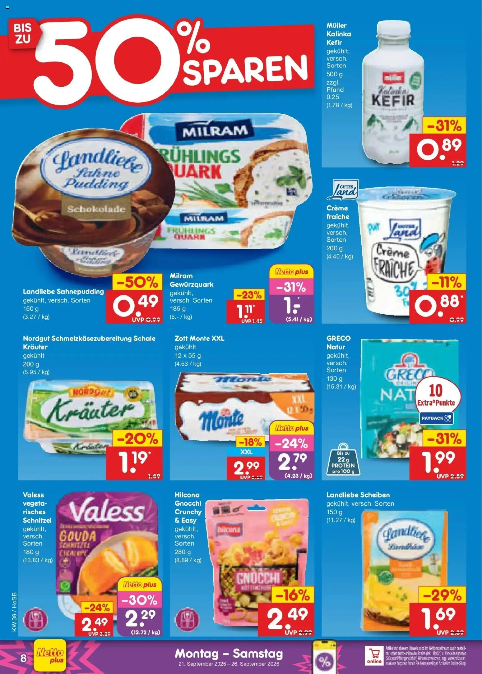 Netto Marken-Discount Prospekt Hannover – gültig ab 21.09.2026 | Seite: 12 | Produkte: Schokolade, Schnitzel, Pudding, Milram