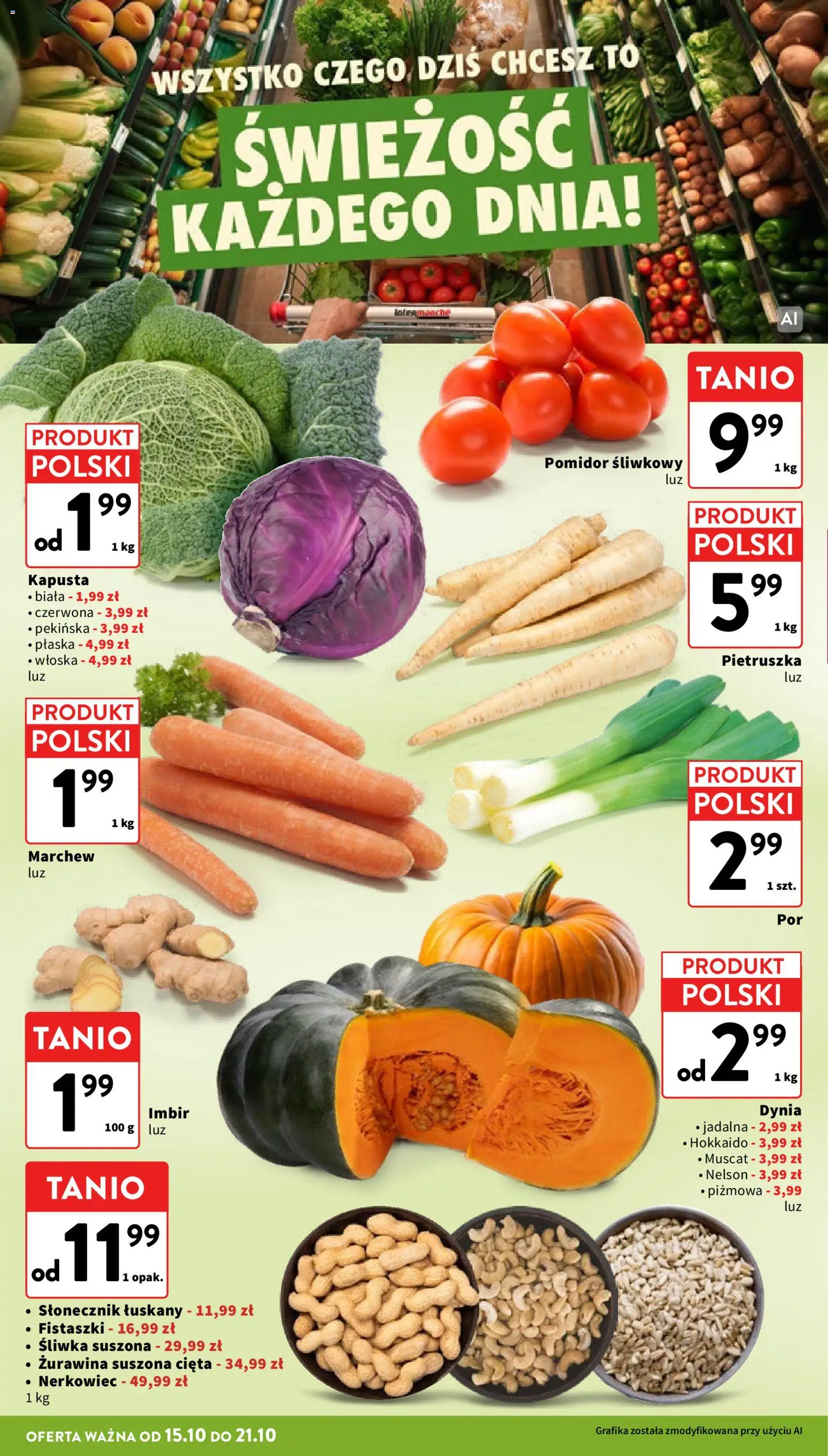 Intermarche gazetka od 15.10.2026 | Strona: 10 | Produkty: Dynia, Imbir, Pomidor, Śliwka suszona