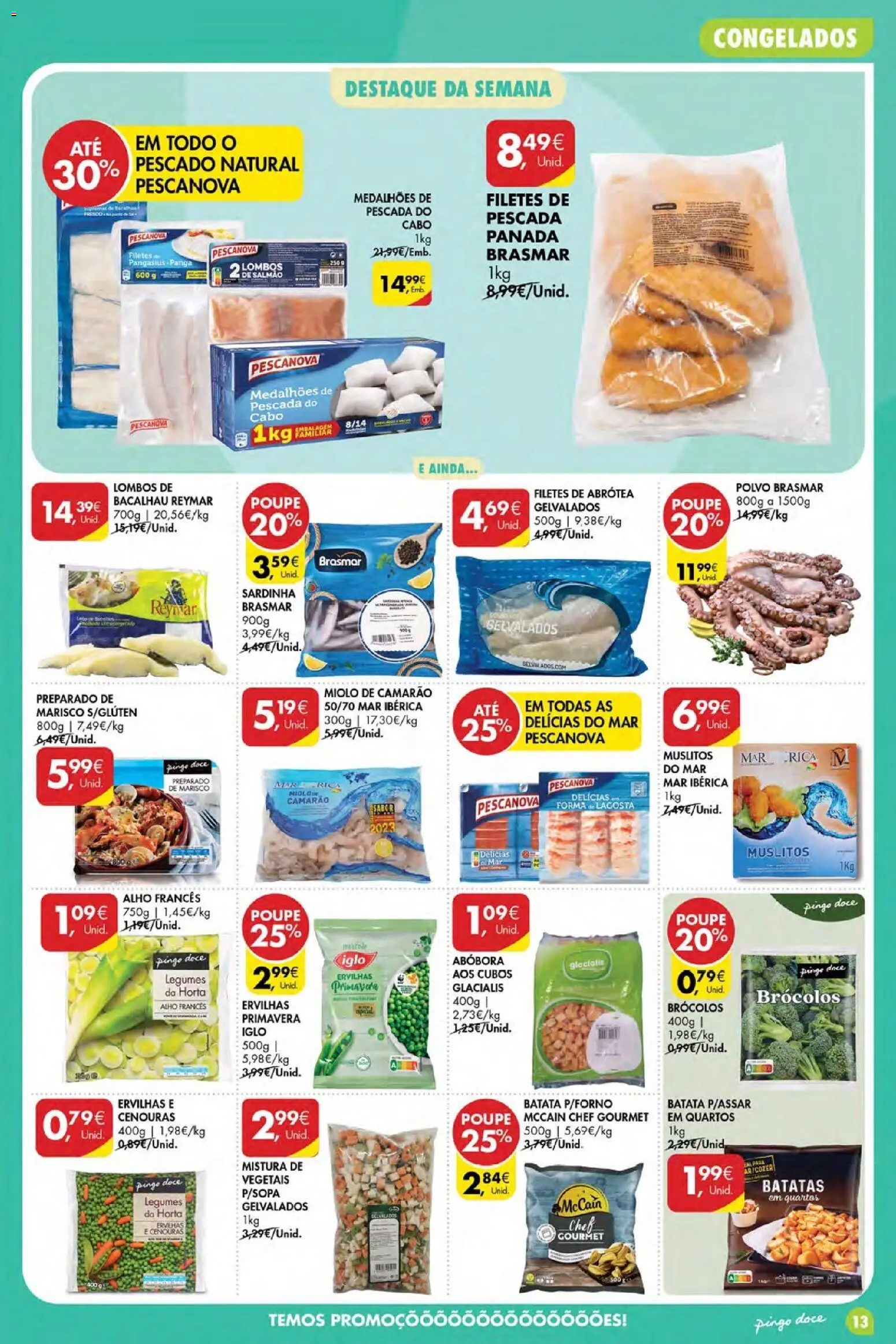 Pingo Doce Poupe Esta Semana Açores │ válido de 28.05.2026 | Página: 13 | Produtos: Brócolos, Cabo, Alho francês, Salmão