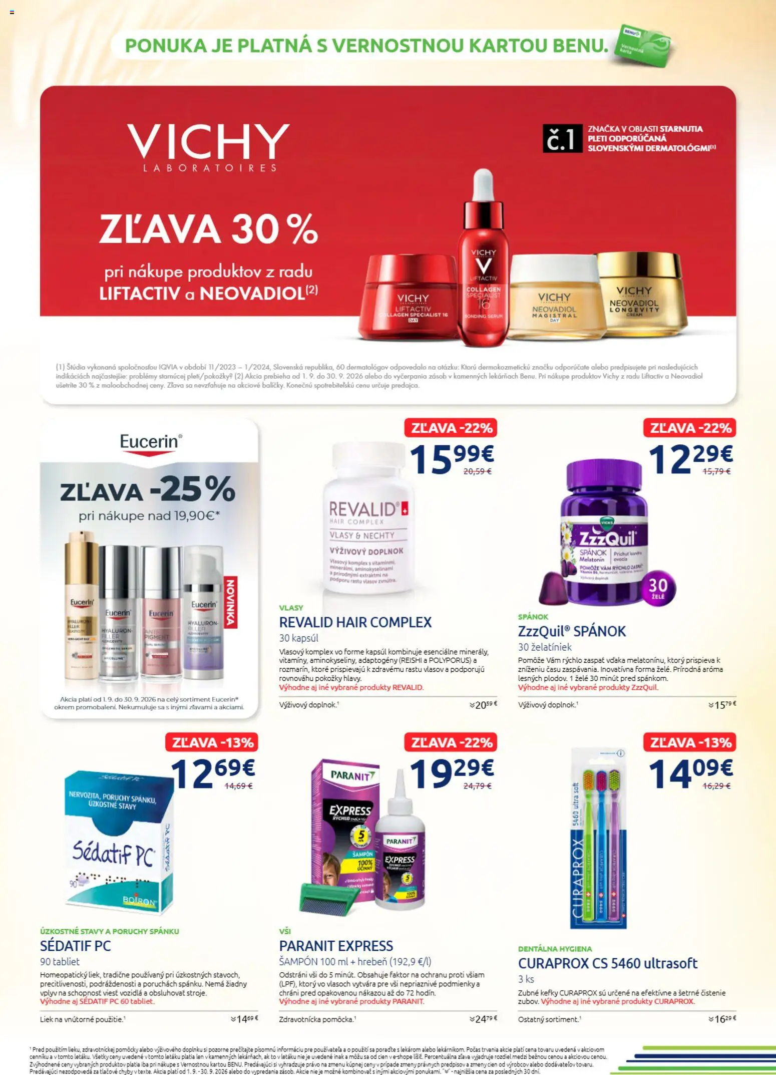 Nové BENU Lekáreň akcie – leták je platný od 01.09.2026 | Strana: 5 | Produkty: PC, Vichy, Šampón, Eucerin