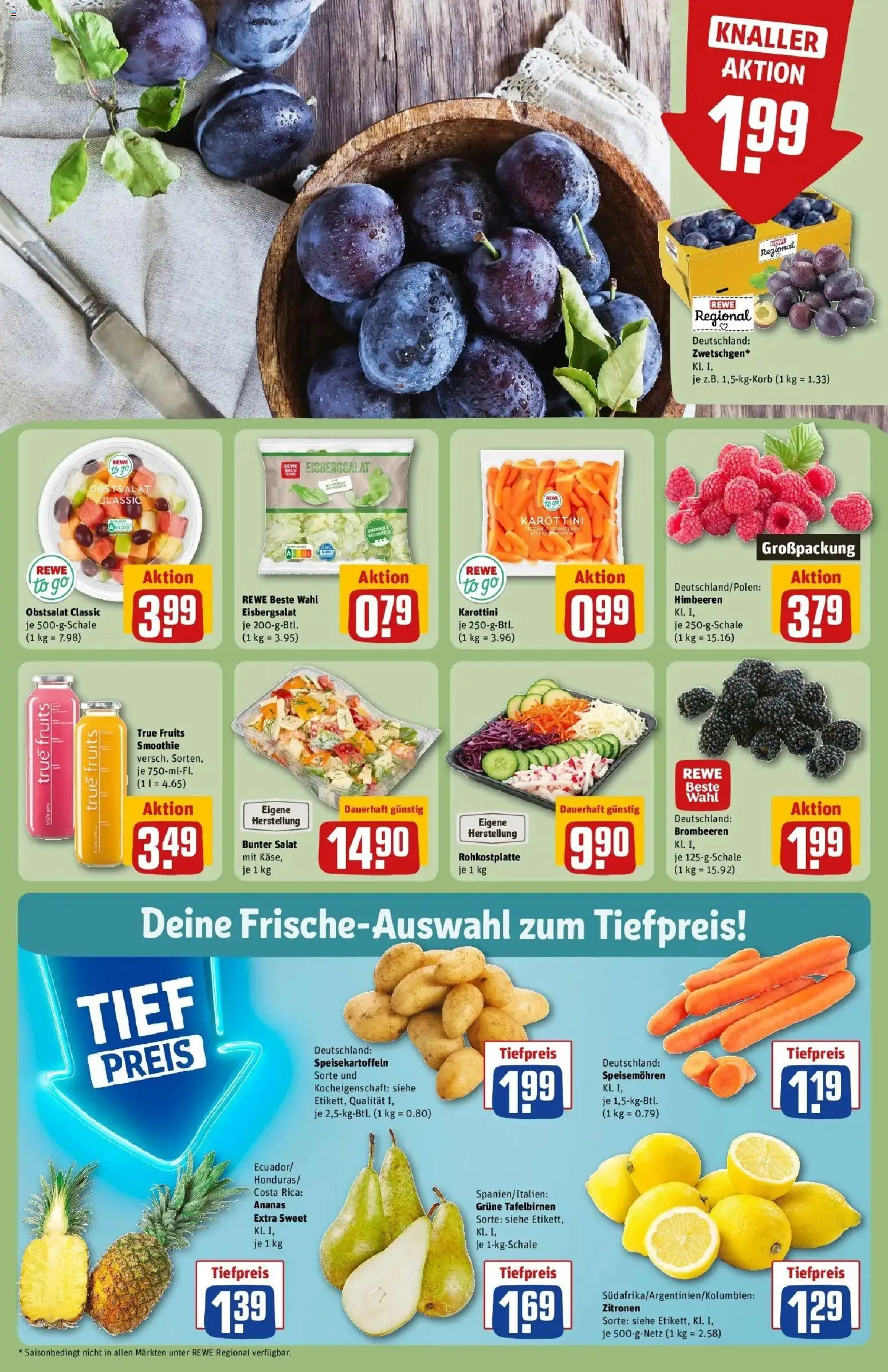 REWE Prospekt ab 17.08.2026 zum Blättern » Angebote | Seite: 8 | Produkte: Himbeeren, Eisbergsalat, Salat, Zitronen
