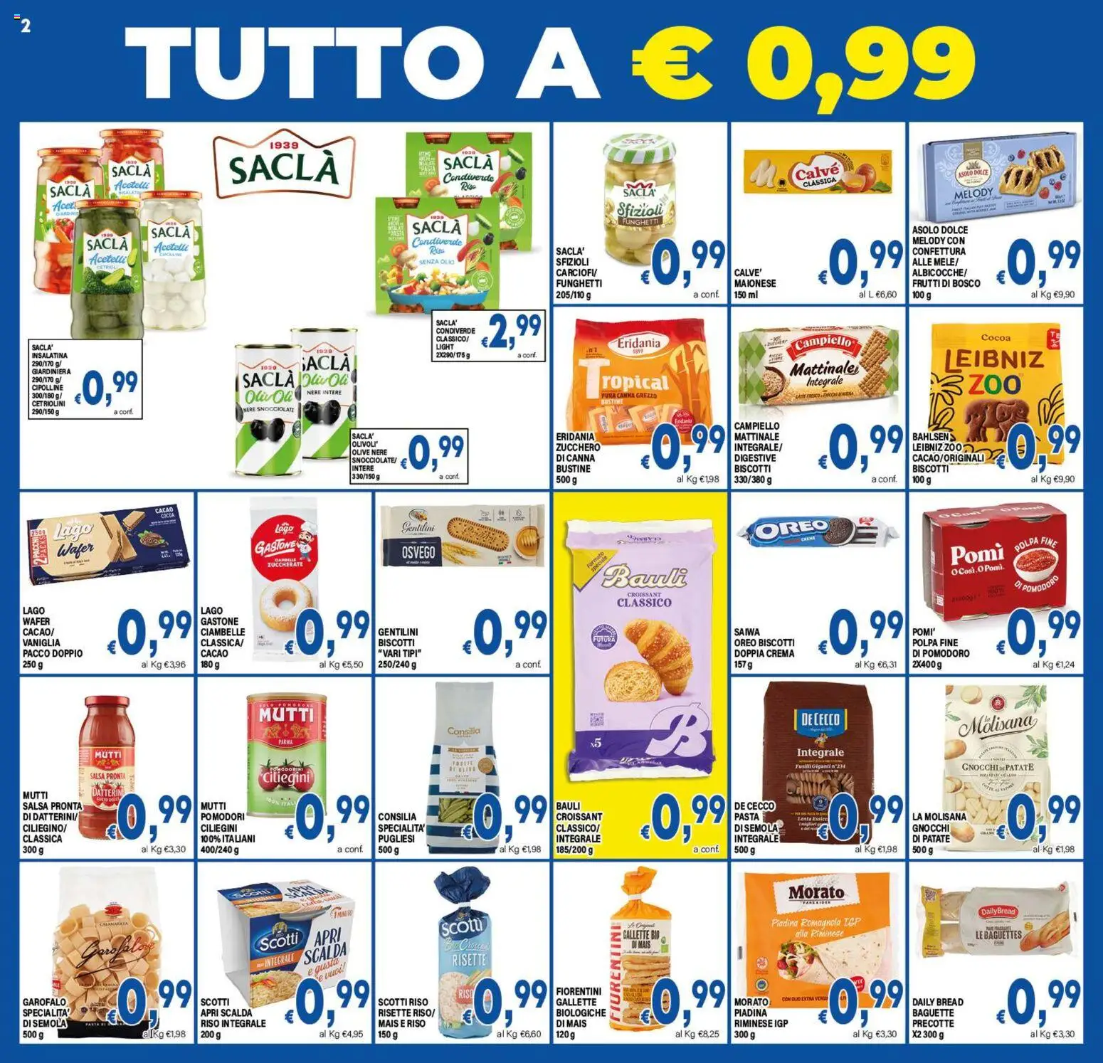 Volantino DEM del 31/07/2026 | Pagina: 2 | Prodotti: Ciambelle, Maionese, Olive, Mutti
