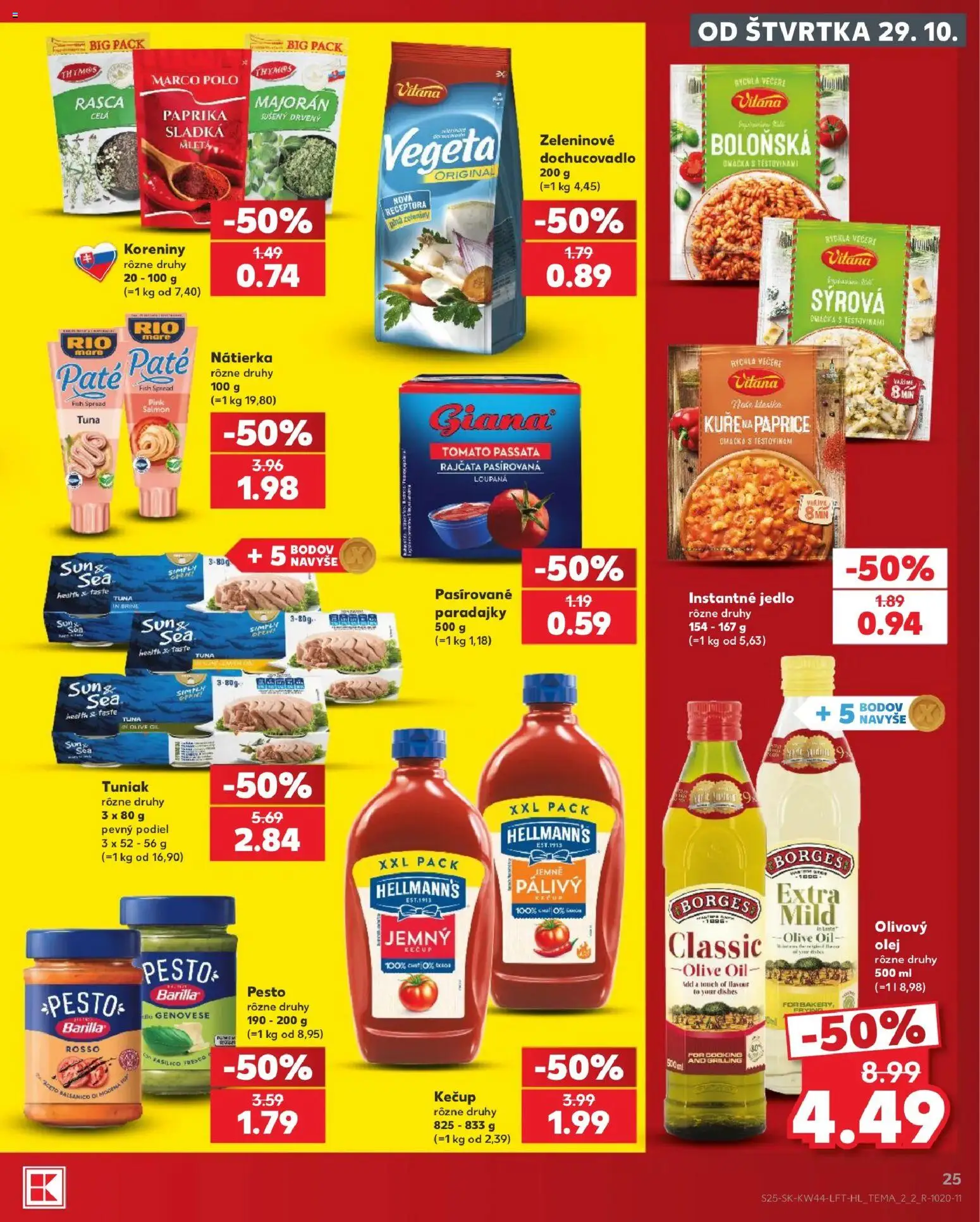 Nové Kaufland akcie – leták je platný od 29.10.2026 | Strana: 25 | Produkty: Paradajky, Kečup, Omáčka, Majorán