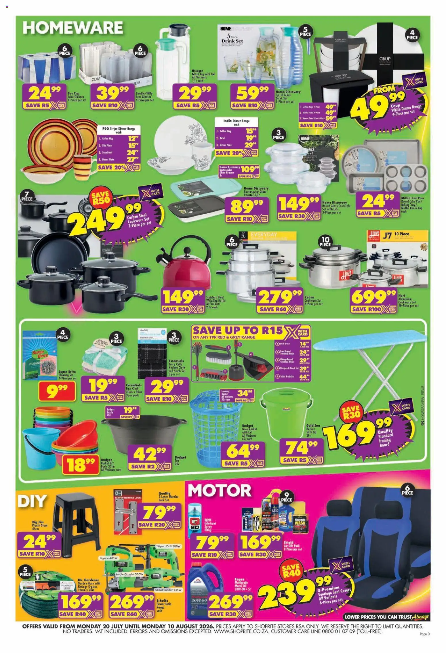 New Shoprite catalogue – valid from 20/07/2026 | Page: 3 | Products: Stool, Grinder, Ironing board, Basket
