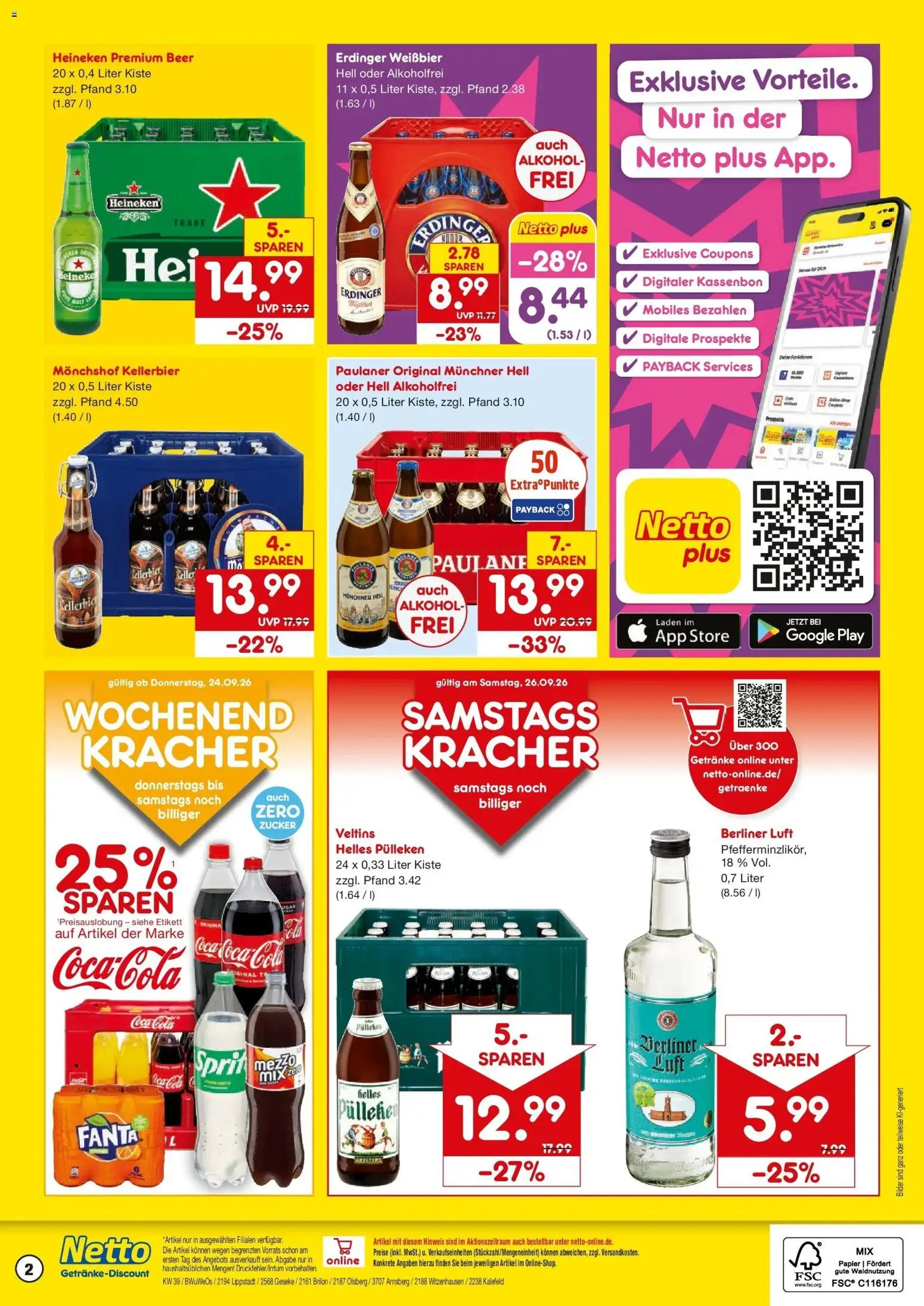 Netto Marken-Discount Prospekt Lippstadt – gültig ab 21.09.2026 | Seite: 2 | Produkte: Berliner, Coca cola, Erdinger, Heineken