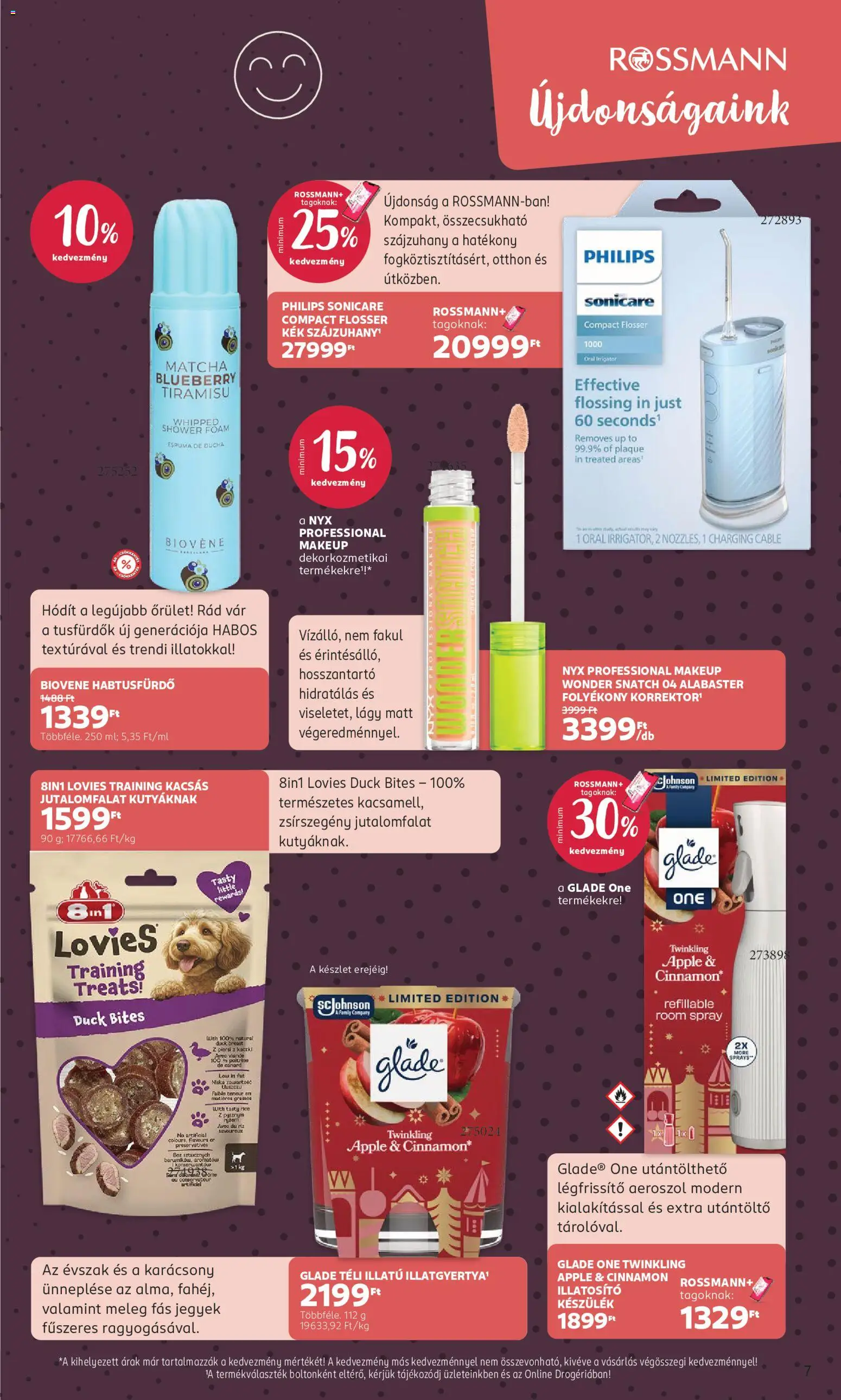 Rossmann akciós ujság - amely érvényes a következő dátumtól: 2026.09.21. | Oldal: 7 | Termékek: Szájzuhany, Tiramisu, Jutalomfalat, Légfrissítő