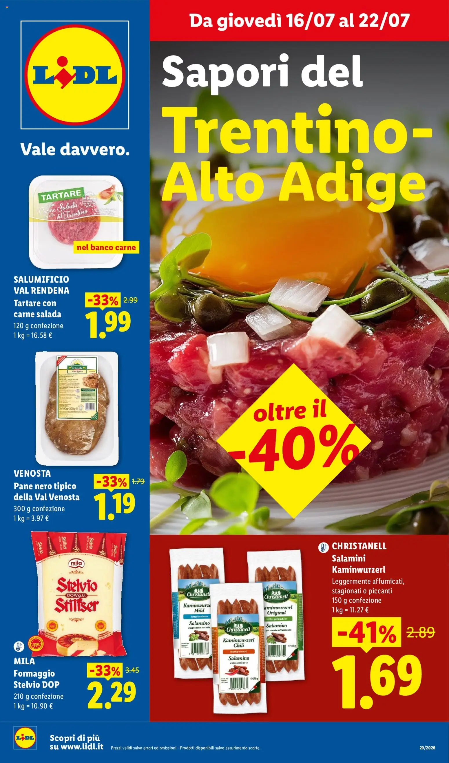 Volantino Lidl del 16/07/2026 | Pagina: 1 | Prodotti: Pane, Formaggio