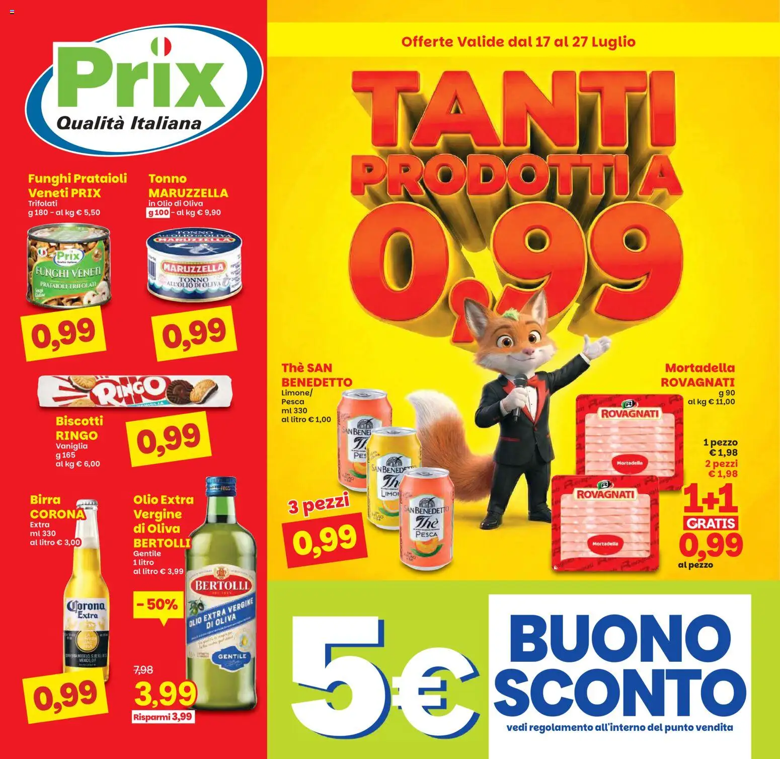 Volantino Prix del 17/07/2026 | Pagina: 1 | Prodotti: Vaniglia, Birra, Mortadella, Olio extra vergine