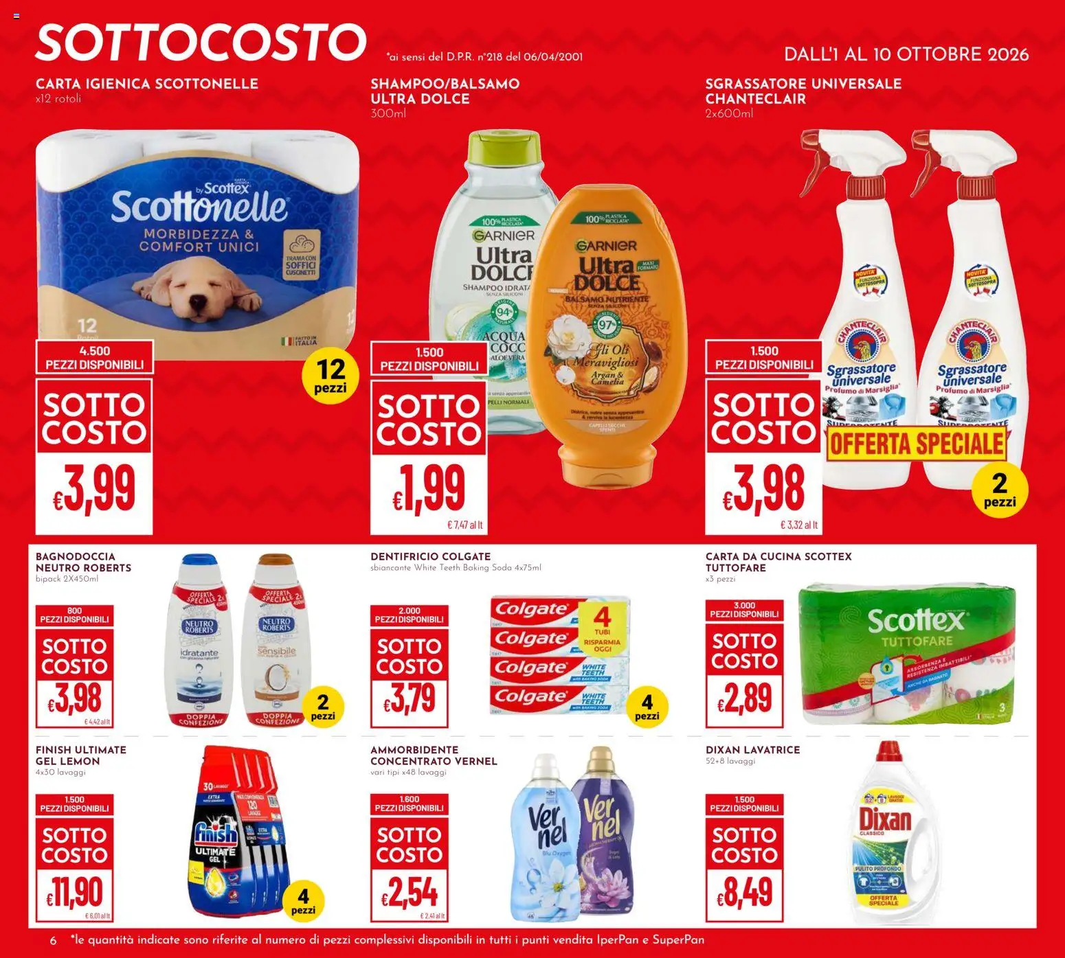 Volantino Pan del 01/10/2026 | Pagina: 6 | Prodotti: Balsamo, Sgrassatore, Lavatrice, Profumo