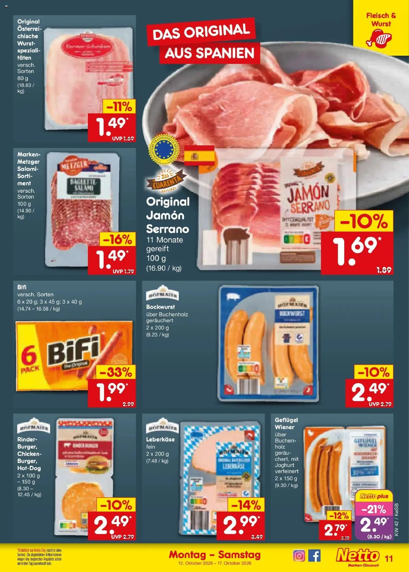 Netto Marken-Discount Prospekt Kruft (ab 12.10.2026) » Angebote | Seite: 13 | Produkte: Bifi, Wurst, Salami, Fleisch