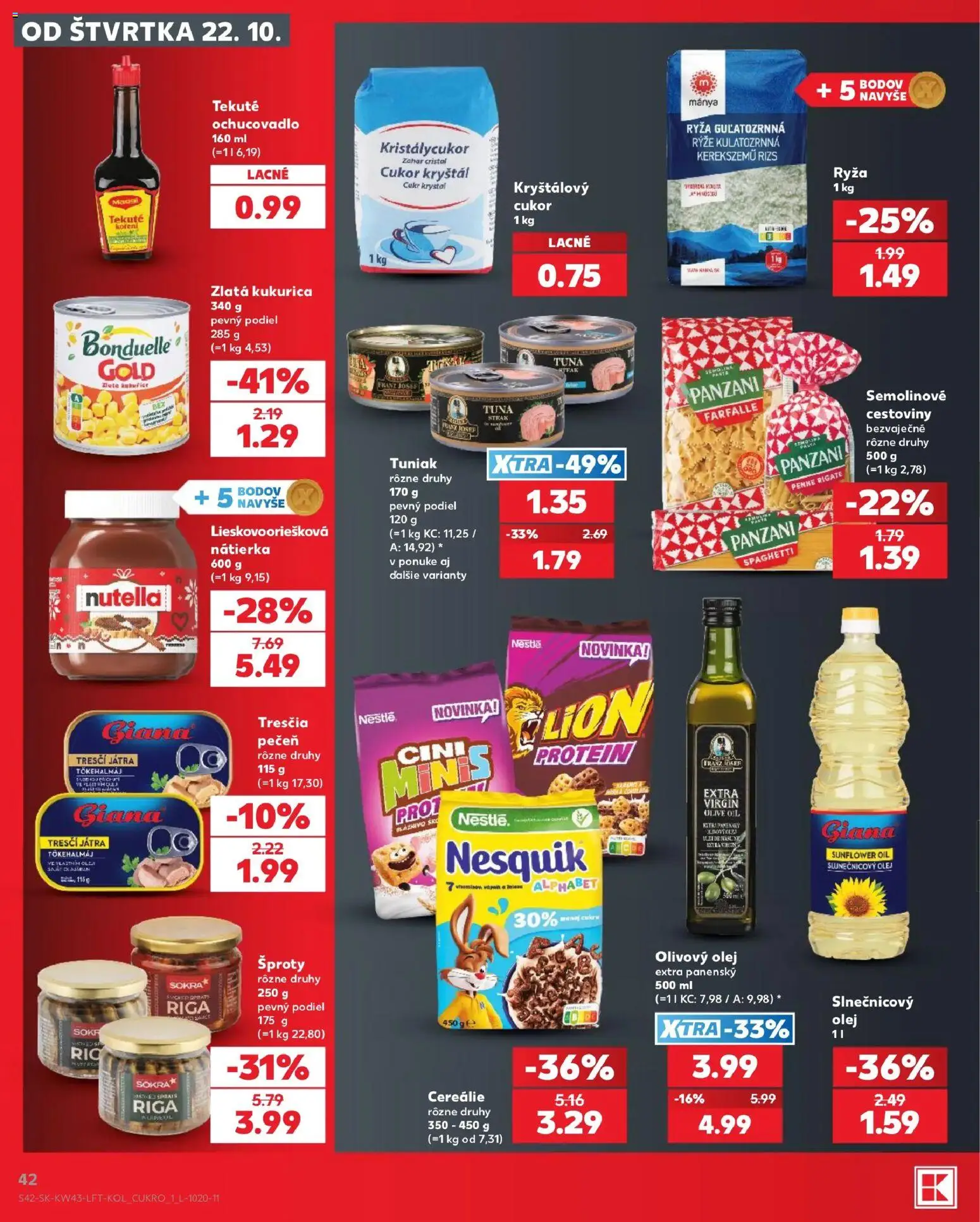 Kaufland SK akciós ujság - amely érvényes a következő dátumtól: 2026.10.22. | Oldal: 42 | Termékek: Cini Minis, Kristálycukor, Protein, Steak