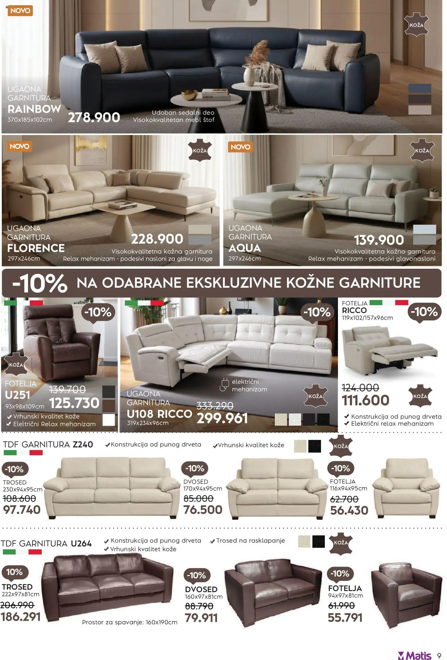 Matis katalog - važi od 01.04.2026 | Strana: 9 | Proizvode: Fotelja, Trosed, Dvosed, Ugaona garnitura