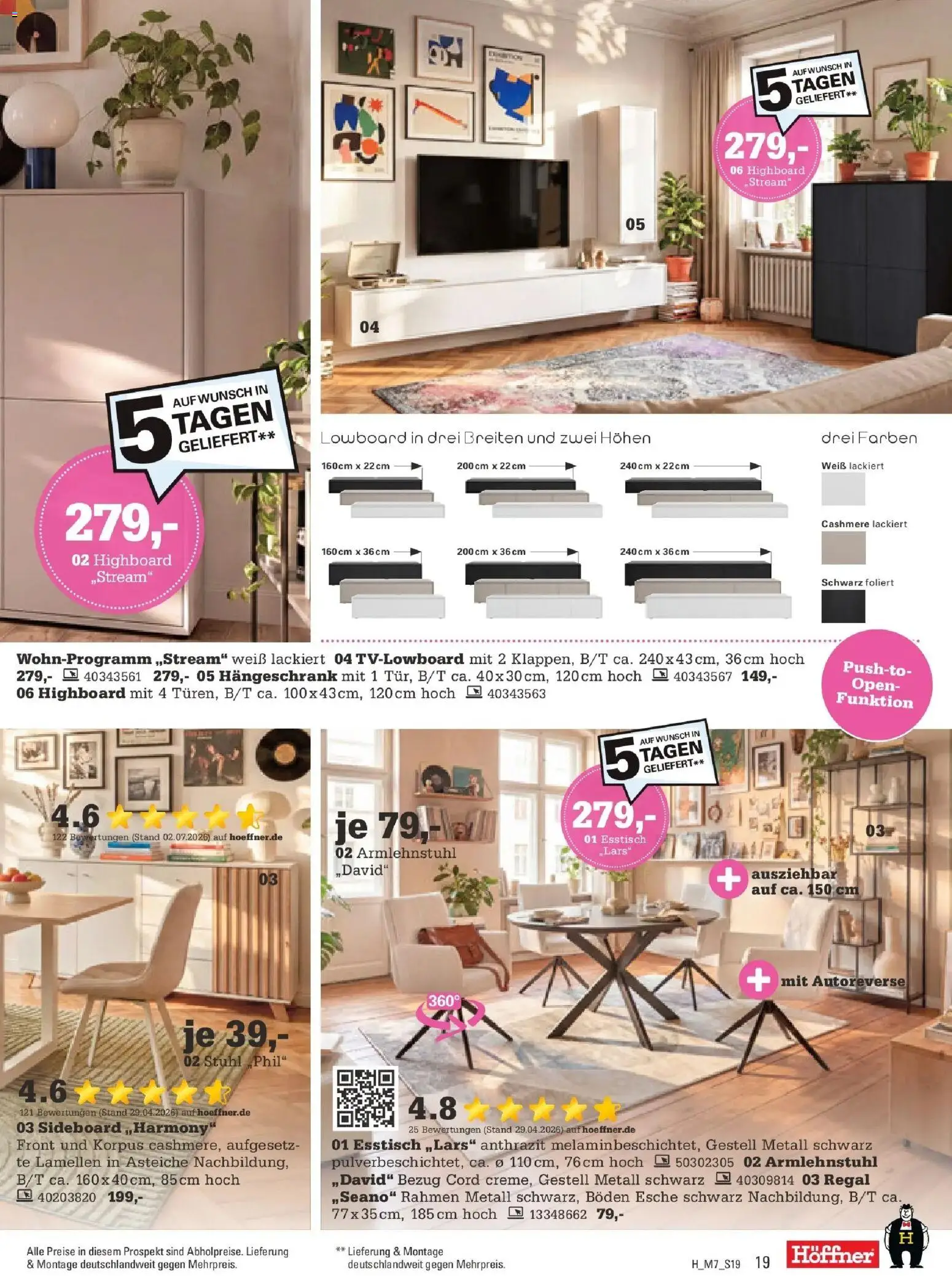 Höffner Prospekt Chemnitz-Röhrsdorf – gültig ab 12.08.2026 | Seite: 19 | Produkte: HIghboard, Esstisch, Regal, Stuhl