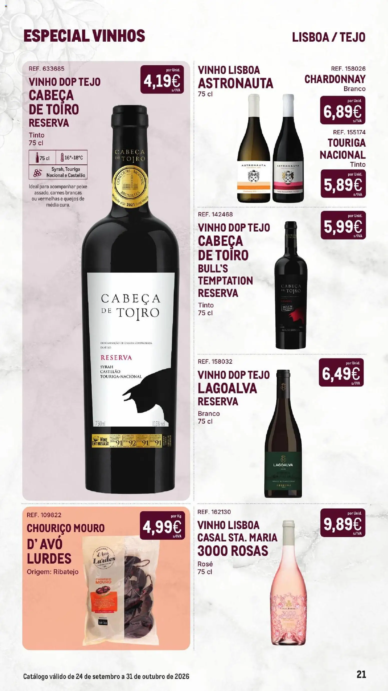 Makro Especial Vinhos │ válido de 24/09/2026 | Página: 21 | Produtos: Vinho, Chouriço, Peixe