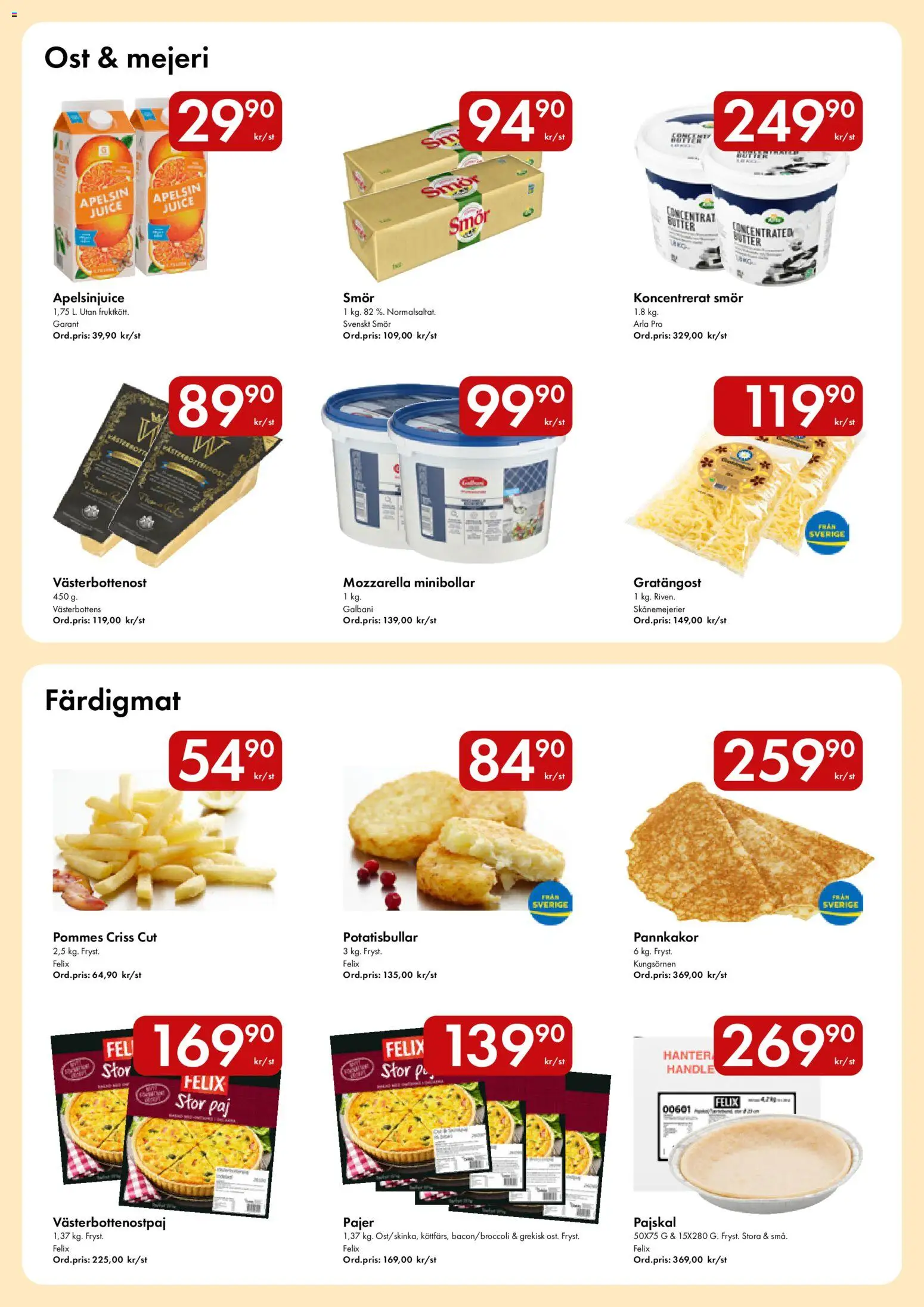 Snabbgross reklamblad aktuell från 21/09/2026 | Sida: 5 | Produkter: Mozzarella, Potatisbullar, Juice, Apelsin