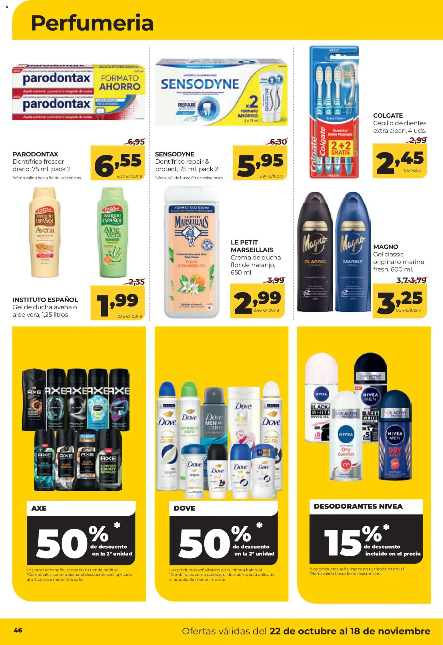Alimerka folleto Castilla y León │ válido desde el 22/10/2026 | Página: 48 | Productos: Cepillo, Gel de ducha, Cepillo de dientes, Ducha
