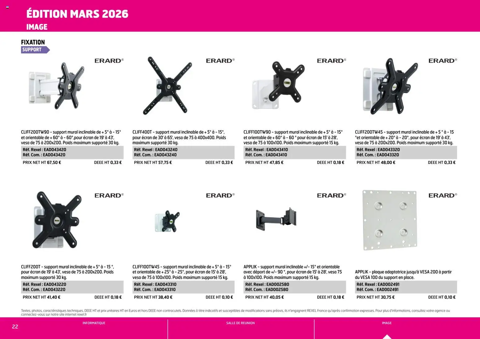 {H1} | Page: 22 | Produits: Support mural, Poids