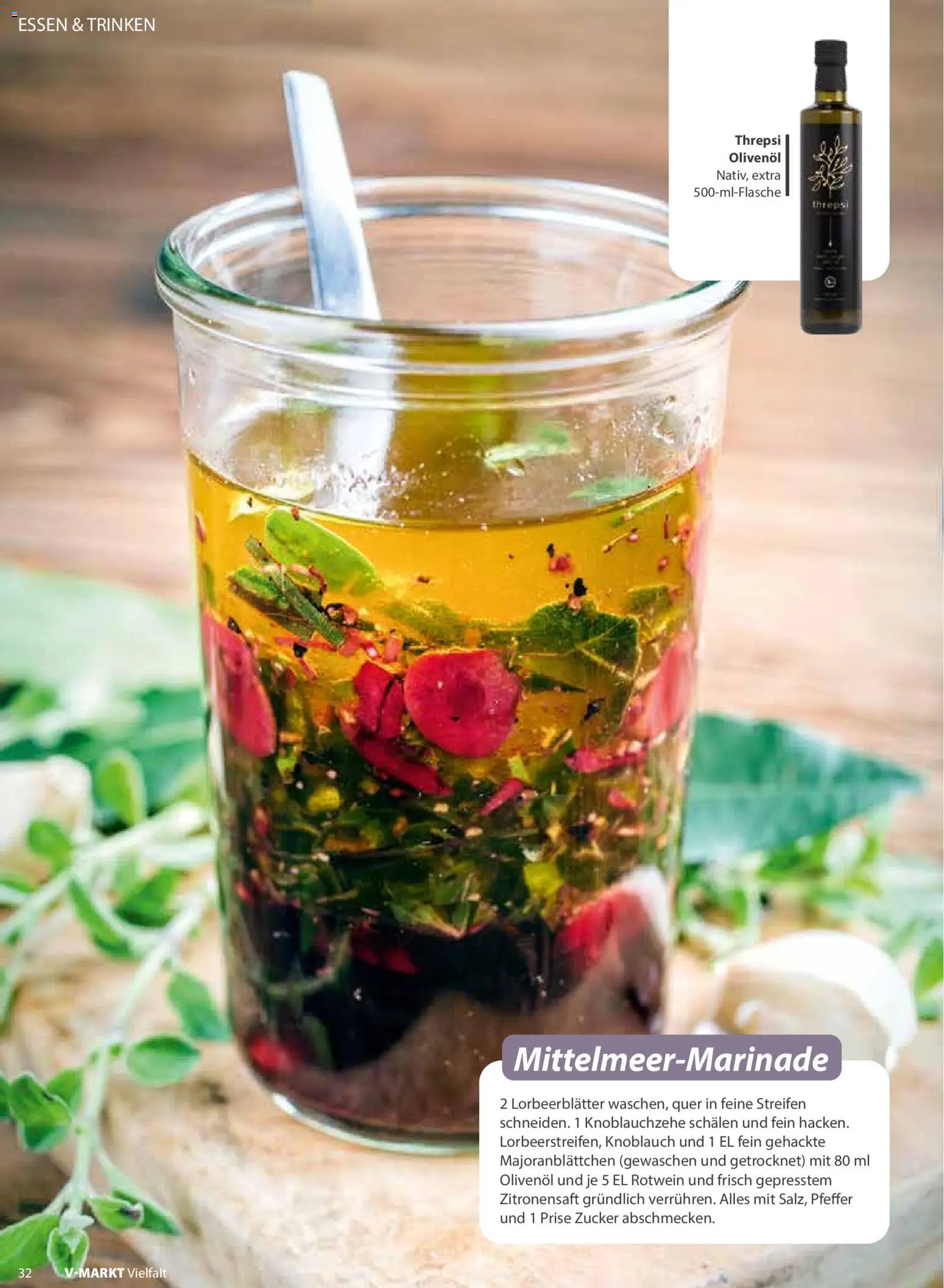 V-Markt Vielfalt Mai / Juni – gültig ab 01.05.2026 | Seite: 32 | Produkte: Rotwein, Olivenol, Zucker, Knoblauch