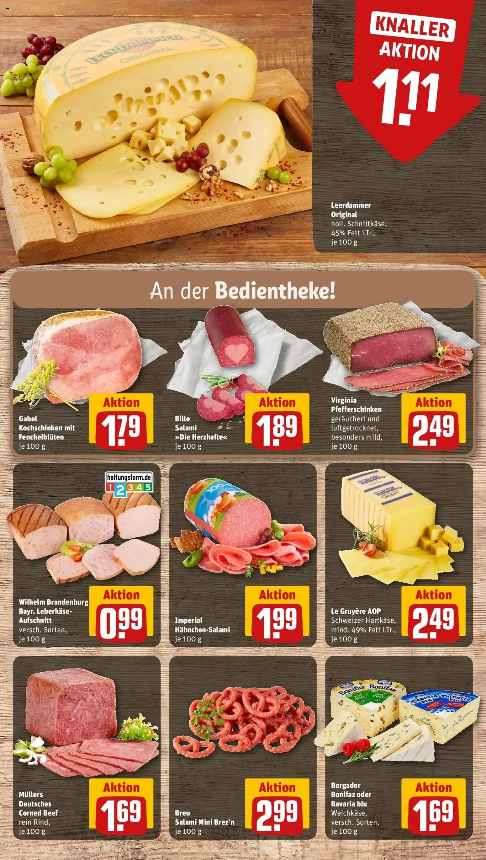 REWE Prospekt ab 04.05.2026 zum Blättern » Angebote | Seite: 13 | Produkte: Leerdammer, Salami, Leberkase