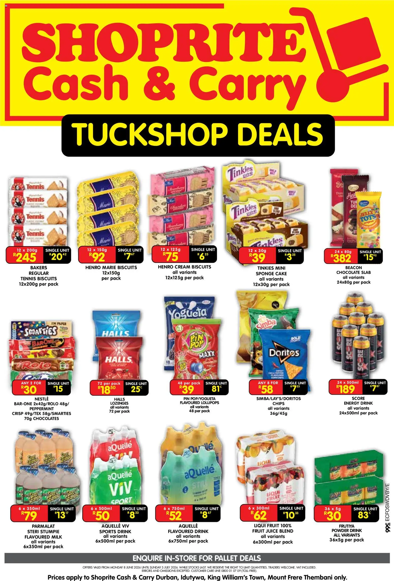 New Shoprite catalogue – valid from 08.06.2026 | Page: 1 | Products: Cake, Juice, Powder, Paper
