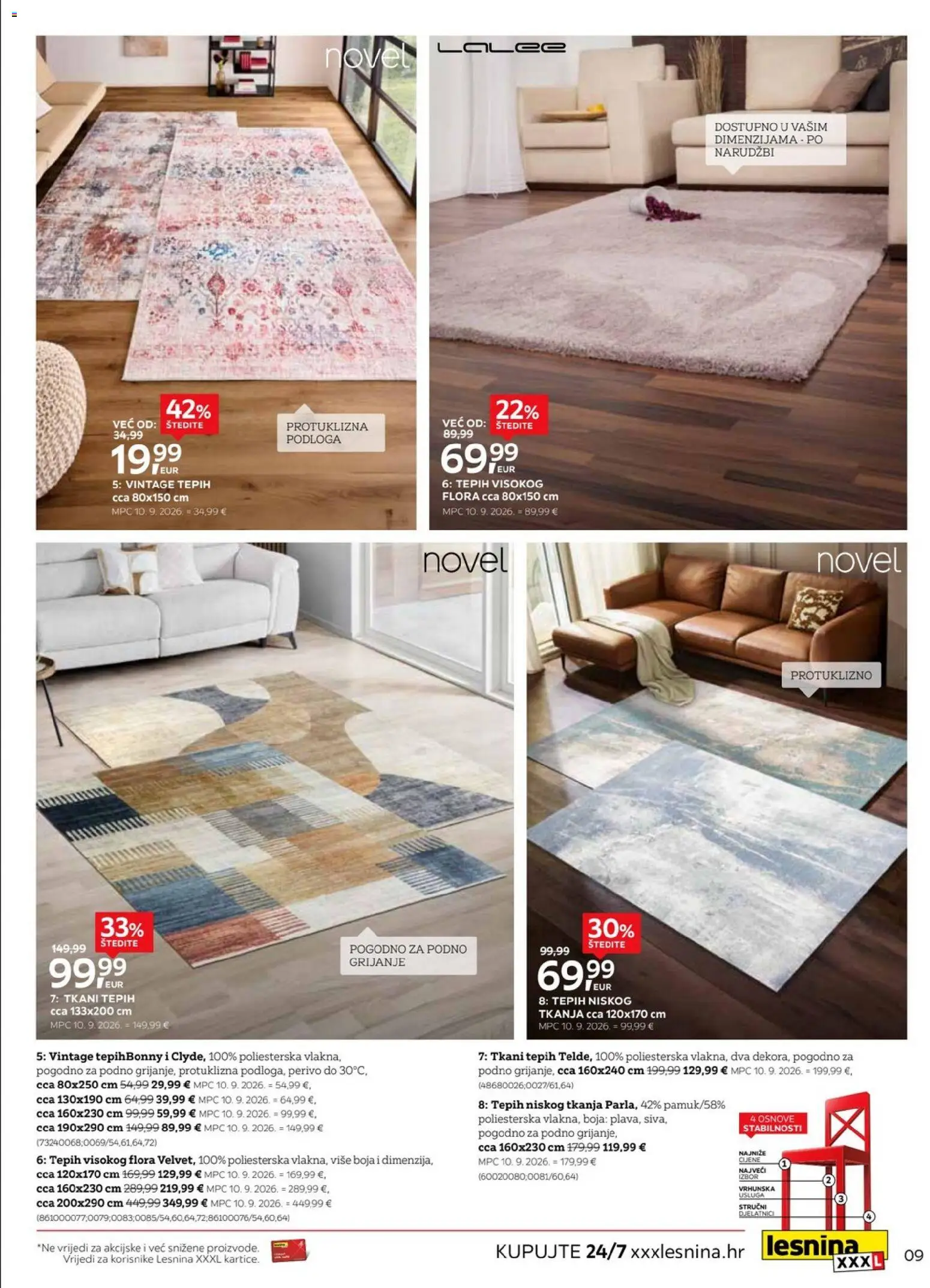 Lesnina katalog | vrijedi od 01.10.2026 | Stranica: 8 | Proizvodi: Tepih, Podloga