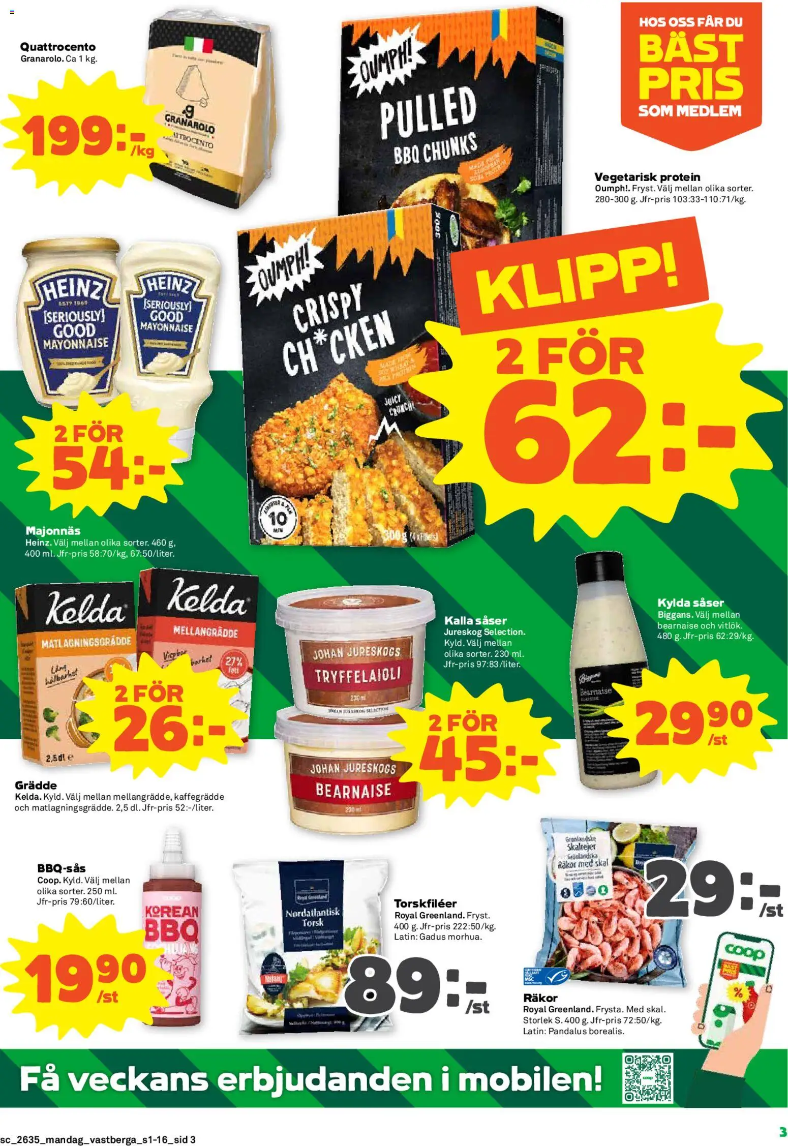 Coop Forum reklamblad aktuell från 24/08/2026 | Sida: 3 | Produkter: Majonnäs, Såser, Grädde, Matlagningsgrädde