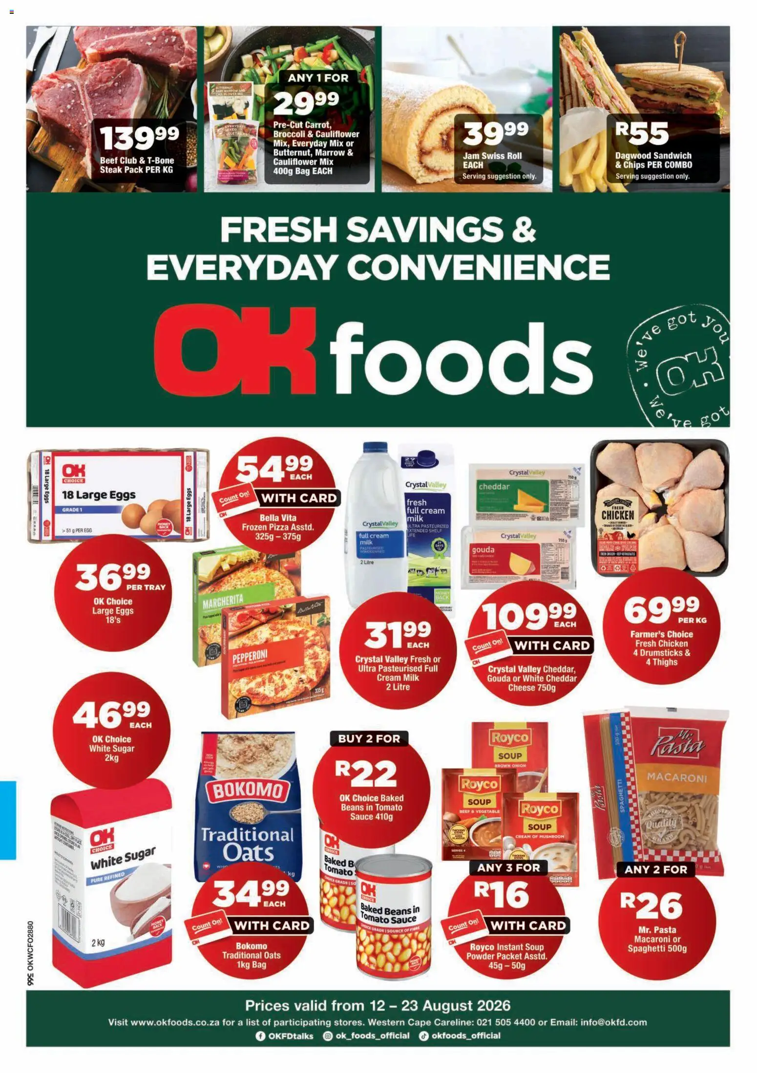 New OK Foods catalogue – valid from 12/08/2026 | Page: 1 | Products: Tray, Pasta, Sauce, Onion