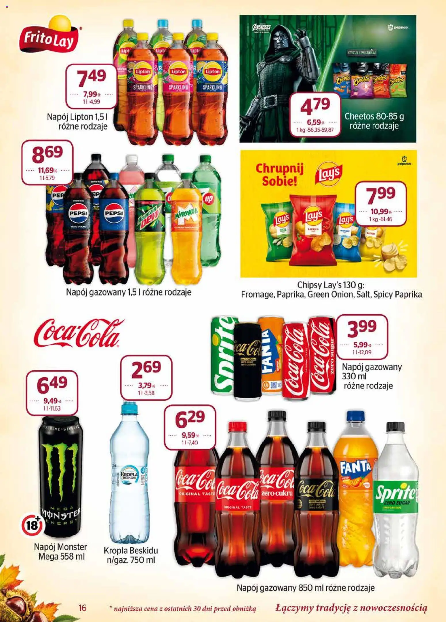 Społem gazetka od 01.10.2026 | Strona: 16 | Produkty: Chipsy, Pepsi, Sprite, Pepsi mirinda