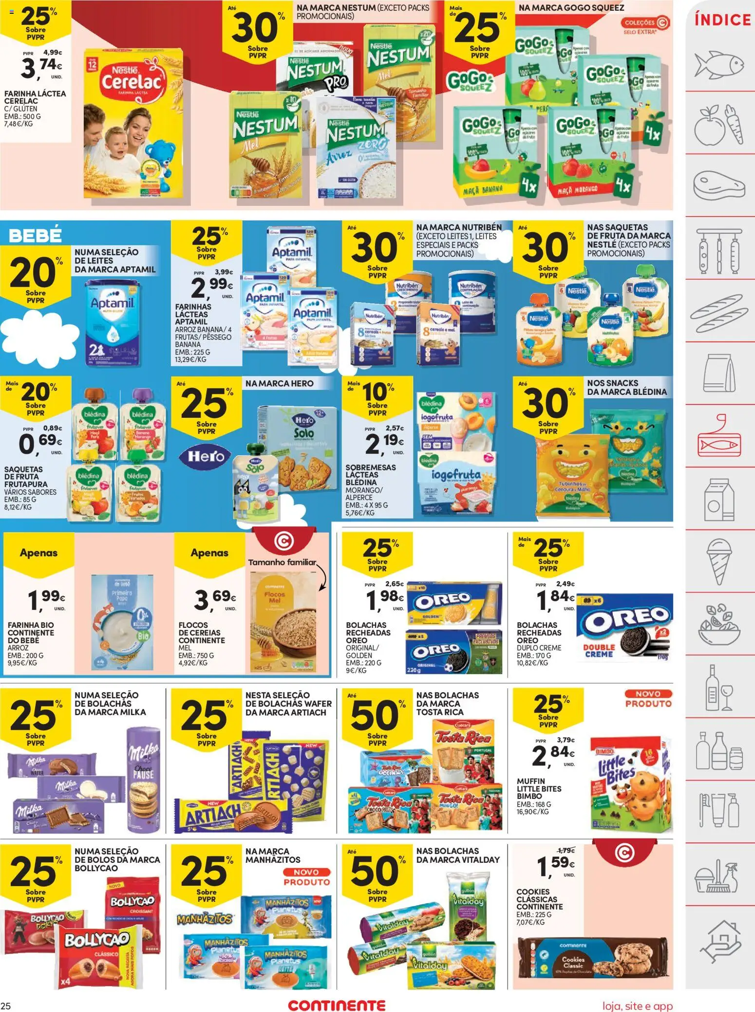 Continente folheto │ válido de 21/07/2026 | Página: 25 | Produtos: Farinha láctea, Banana, Nestlé, Maça