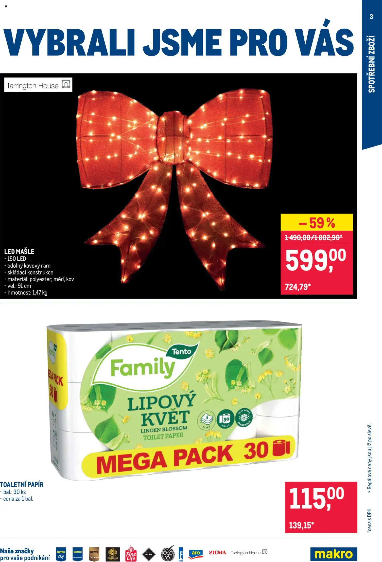 Makro leták  - Nepotravinové zboží od 21.10.2026 | Strana: 3 | Produkty: Toaletní papír, LED