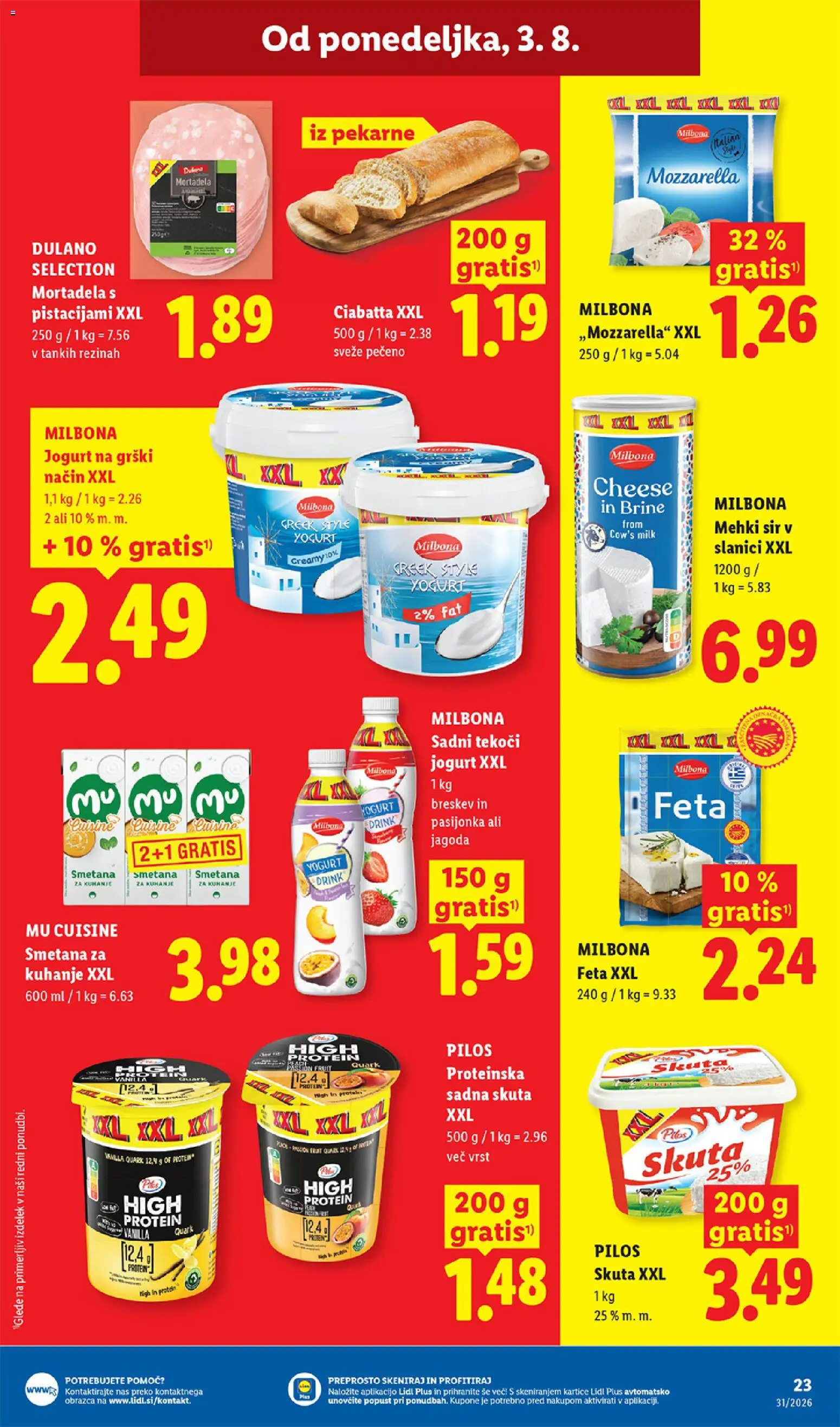Novi Lidl katalog ponudbe – veljaven od 30.07.2026 | Stran: 45 | Izdelki: Mortadela, Jogurt, Skuta, Breskev