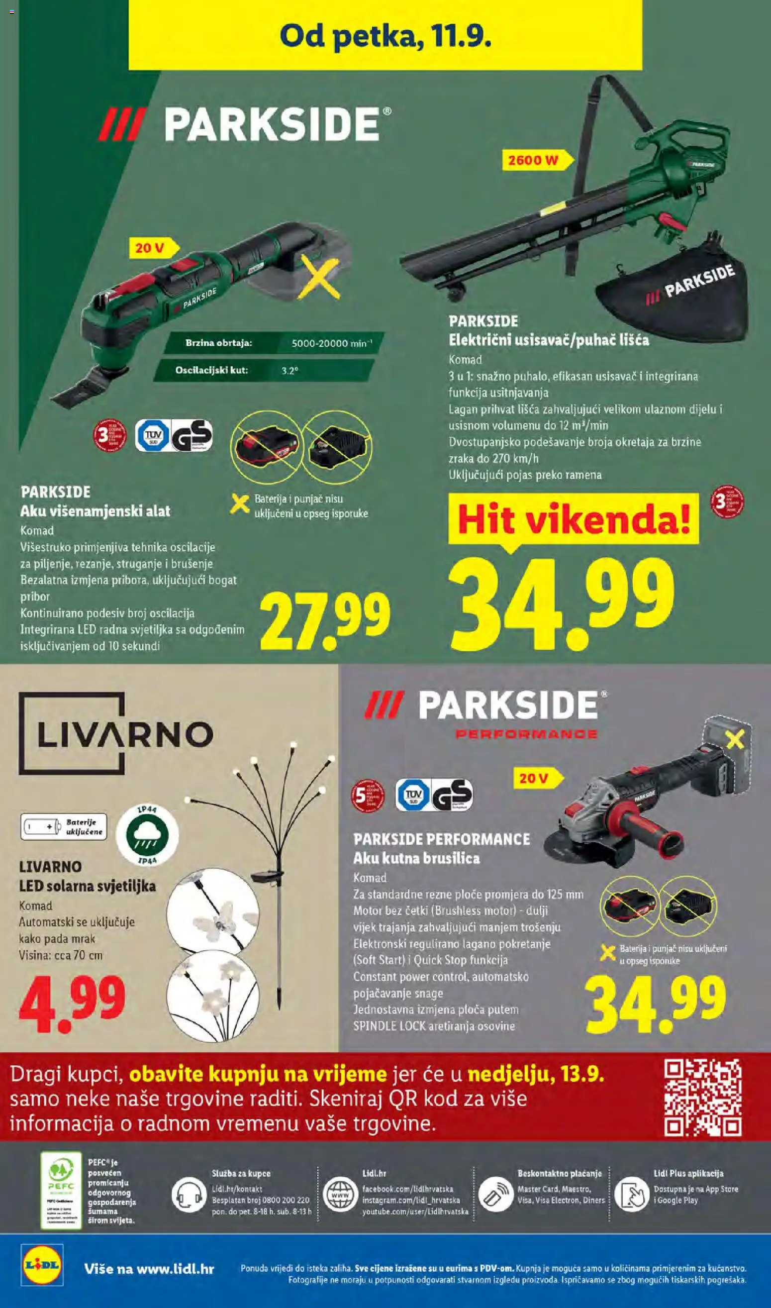Lidl katalog | vrijedi od 07.09.2026 | Stranica: 76 | Proizvodi: Brusilica, Svjetiljka, Baterije, Parkside
