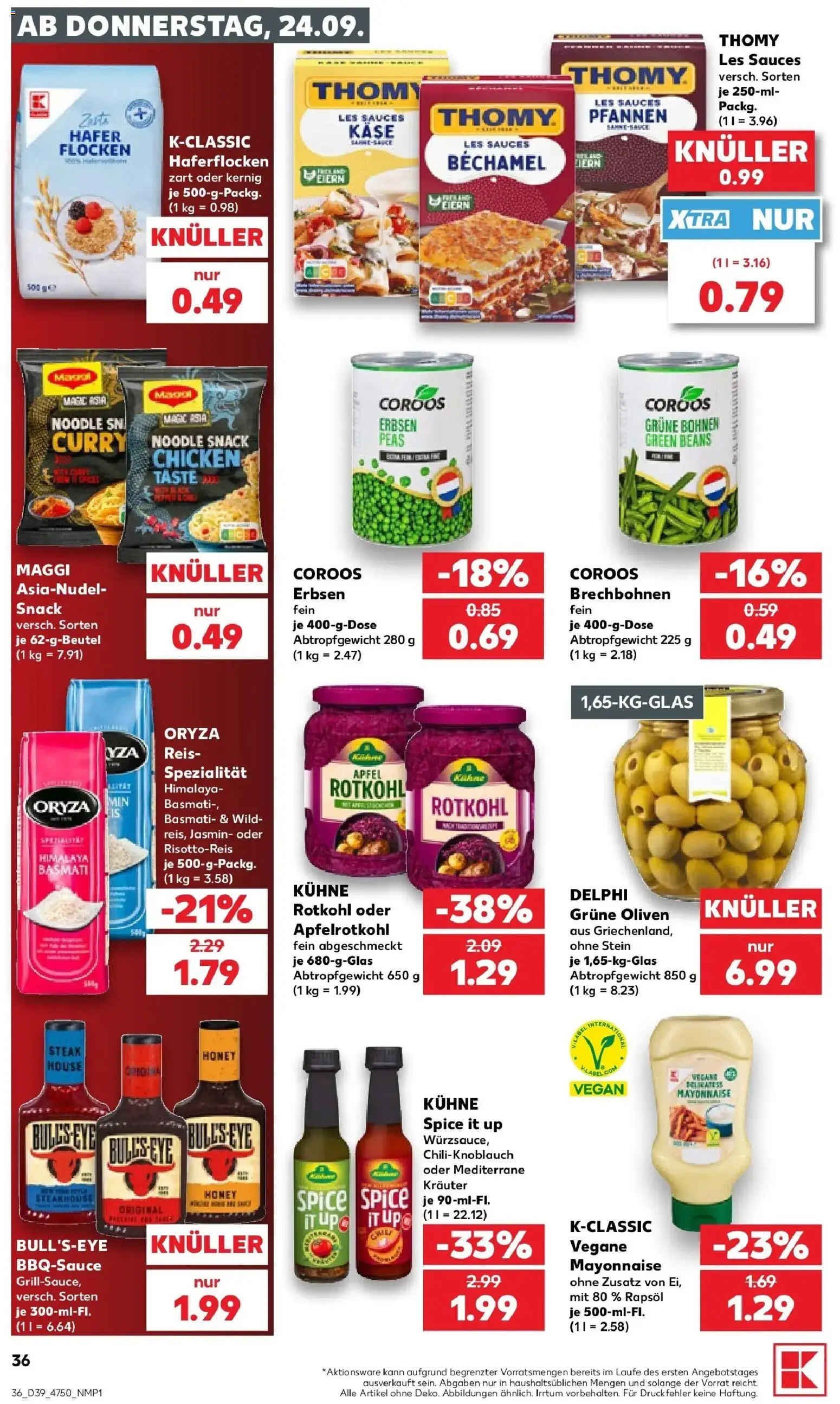 Prospekt Kaufland ab 24.09.2026 » Angebote Online zum Blättern | Seite: 36 | Produkte: Rotkohl, Äpfel, Steak, Flocken