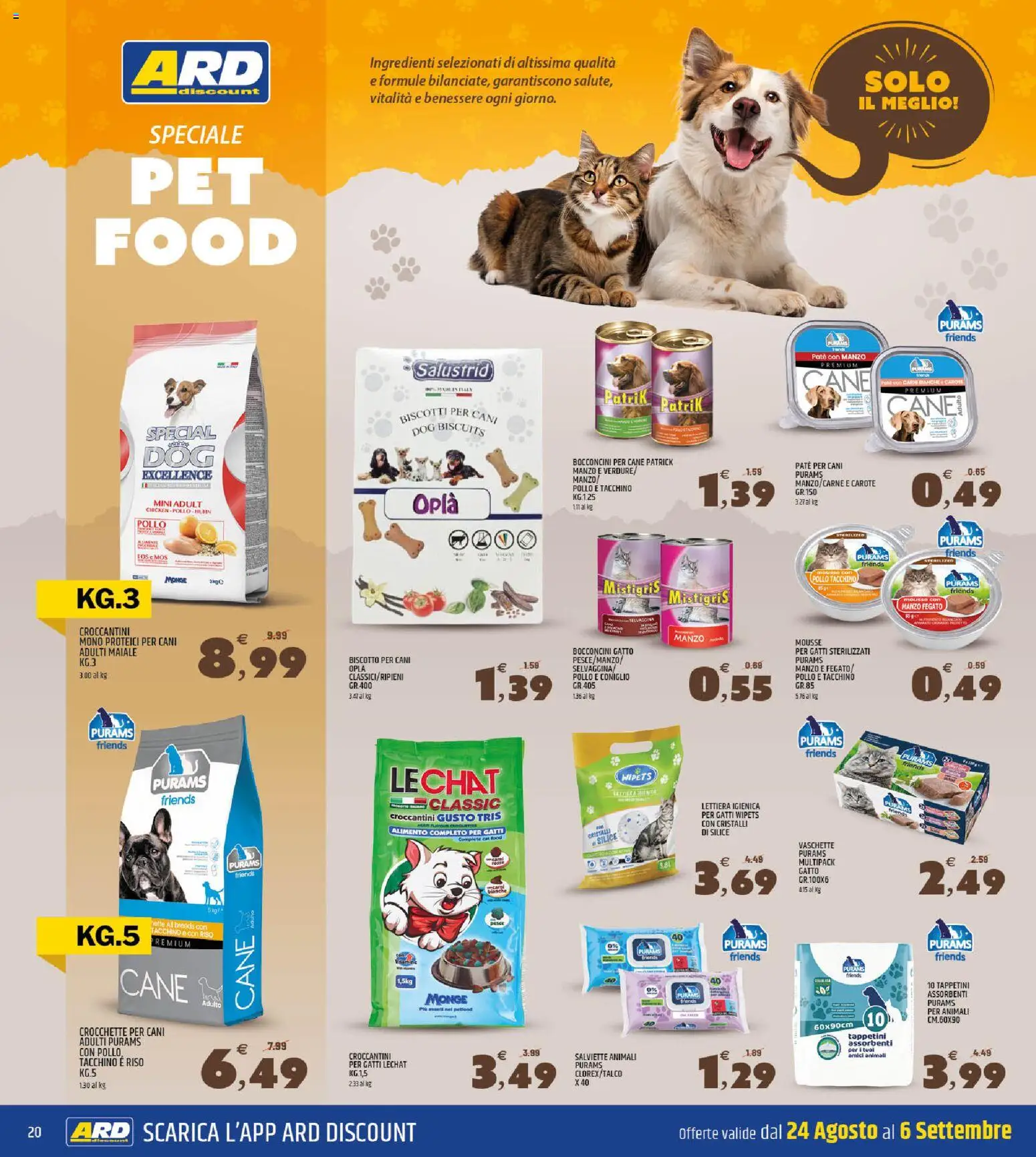 Volantino ARD Discount del 24/08/2026 | Pagina: 20 | Prodotti: Paté, Crocchette, Crocchette per cani, Vaschette