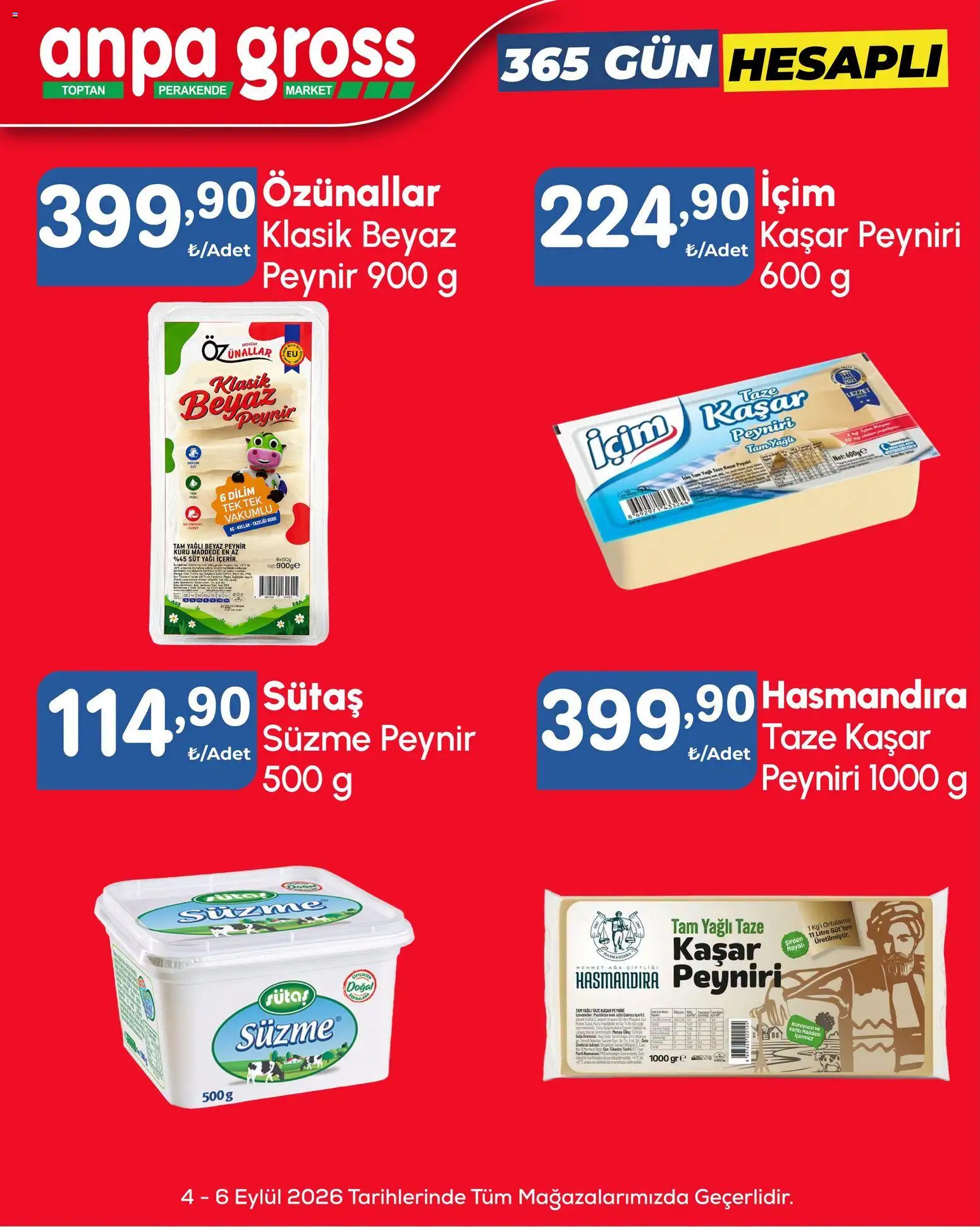 Anpa Gross - Hafta sonu fırsatları - 04 Eylül 2026 tarihinden itibaren geçerlidir | Sayfa: 2 | Ürünler: Süt, Peynir, Süzme peynir