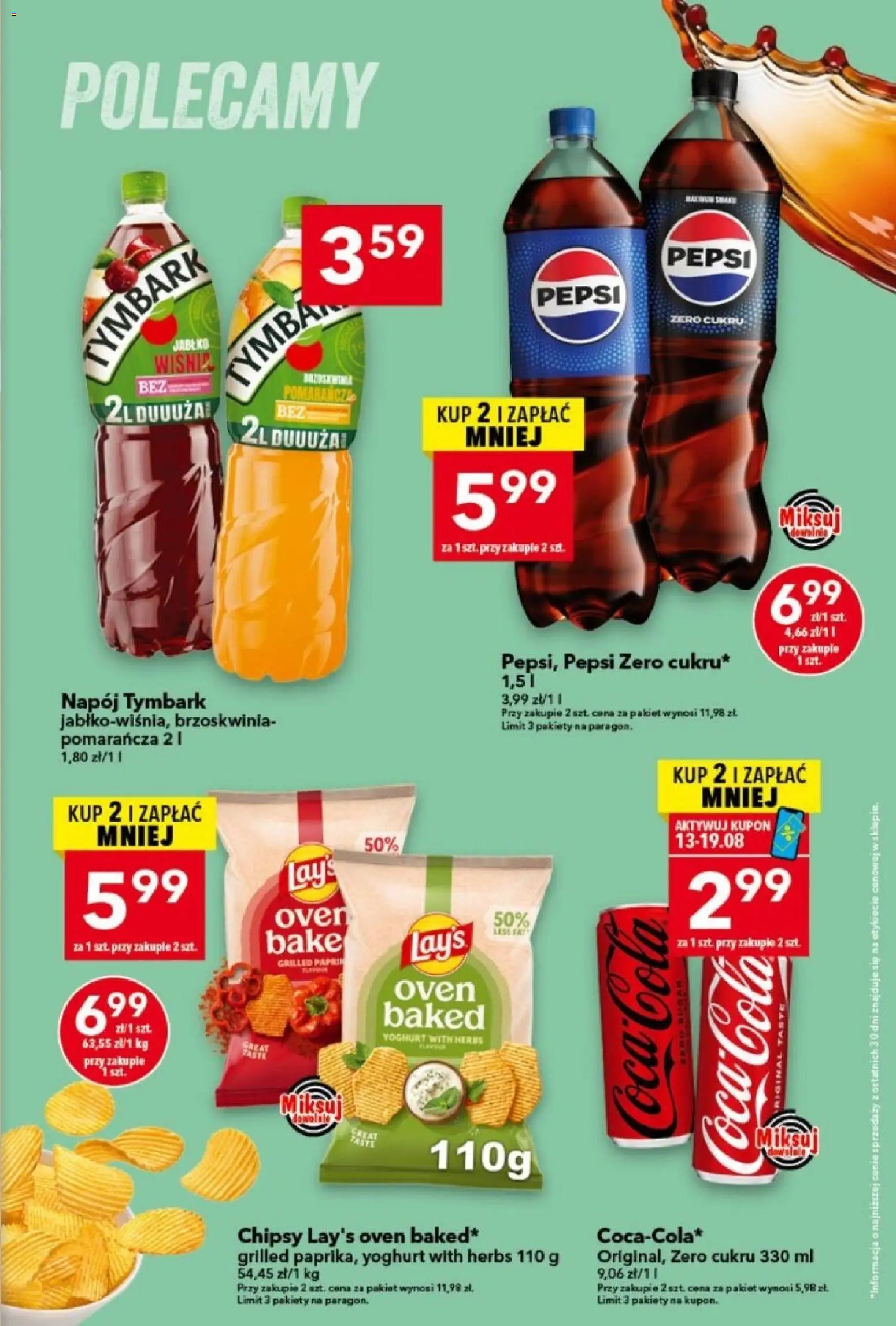 Lewiatan gazetka od 13.08.2026 | Strona: 7 | Produkty: Brzoskwinia, Chipsy, Pepsi, Coca cola