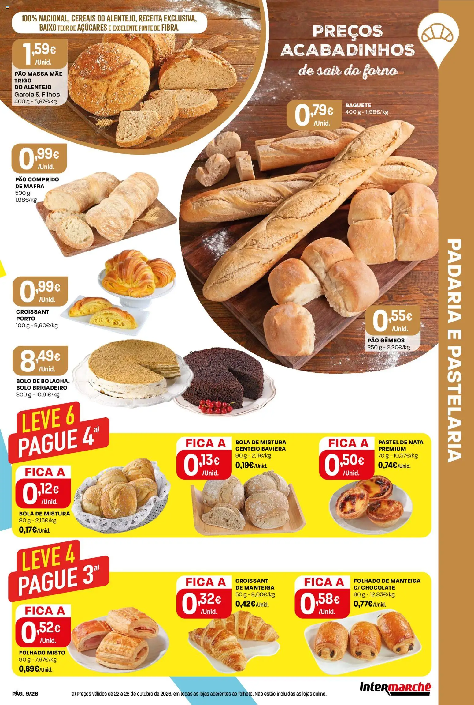 Intermarché folheto Contact │ válido de 22/10/2026 | Página: 9 | Produtos: Bolo, Manteiga, Pão, Chocolate