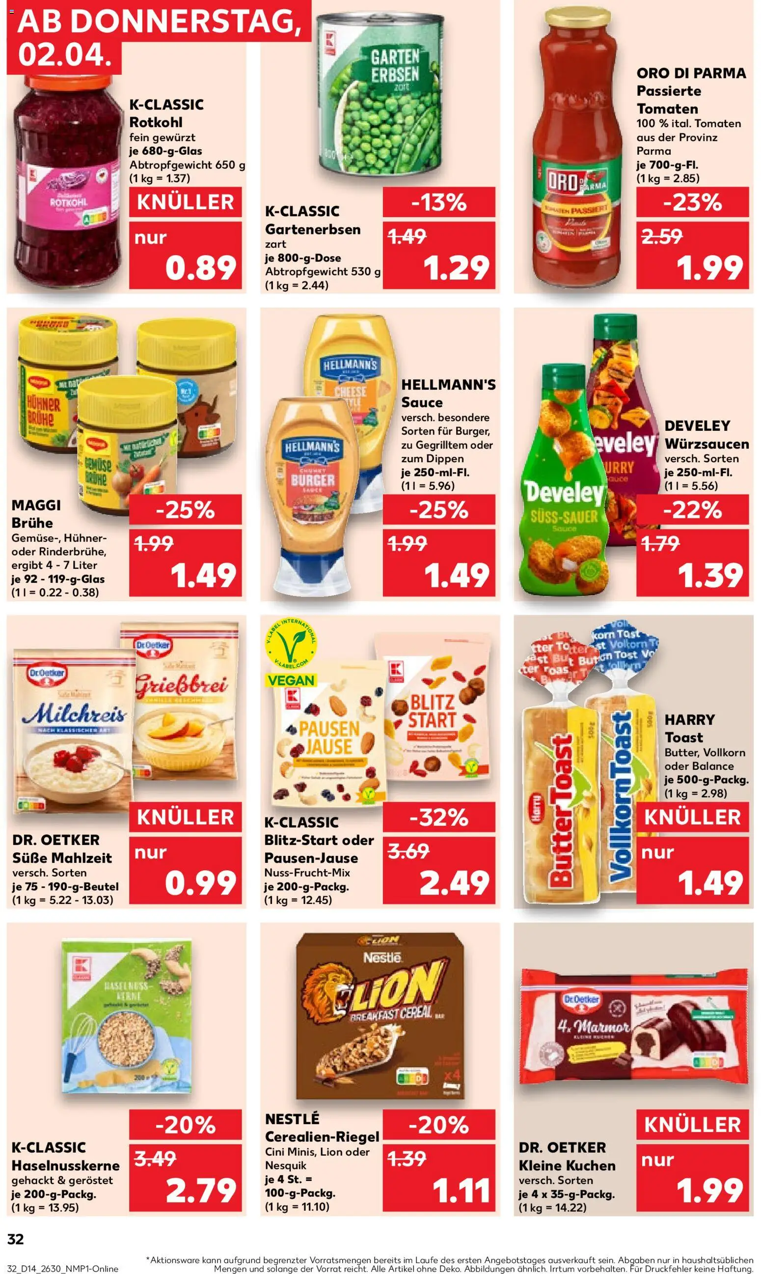 Kaufland Prospekt Rostock	 – gültig ab 02.04.2026 | Seite: 30 | Produkte: Nesquik, Rotkohl, Burger, Kuchen