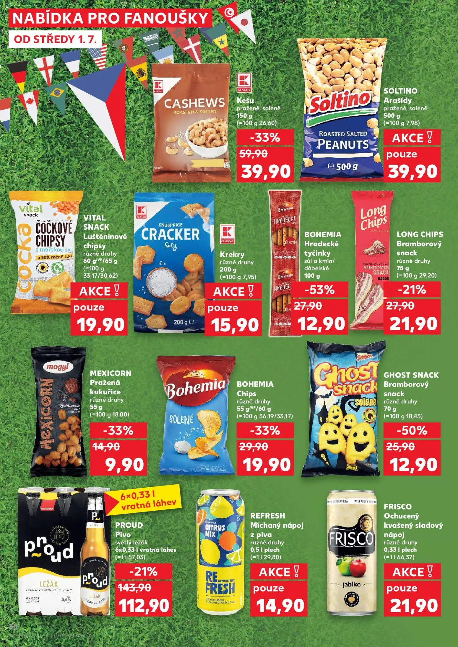 Kaufland leták - Praha 4 od 01.07.2026 | Strana: 30 | Produkty: Arašídy, Plech, Krekry, Bohemia chips